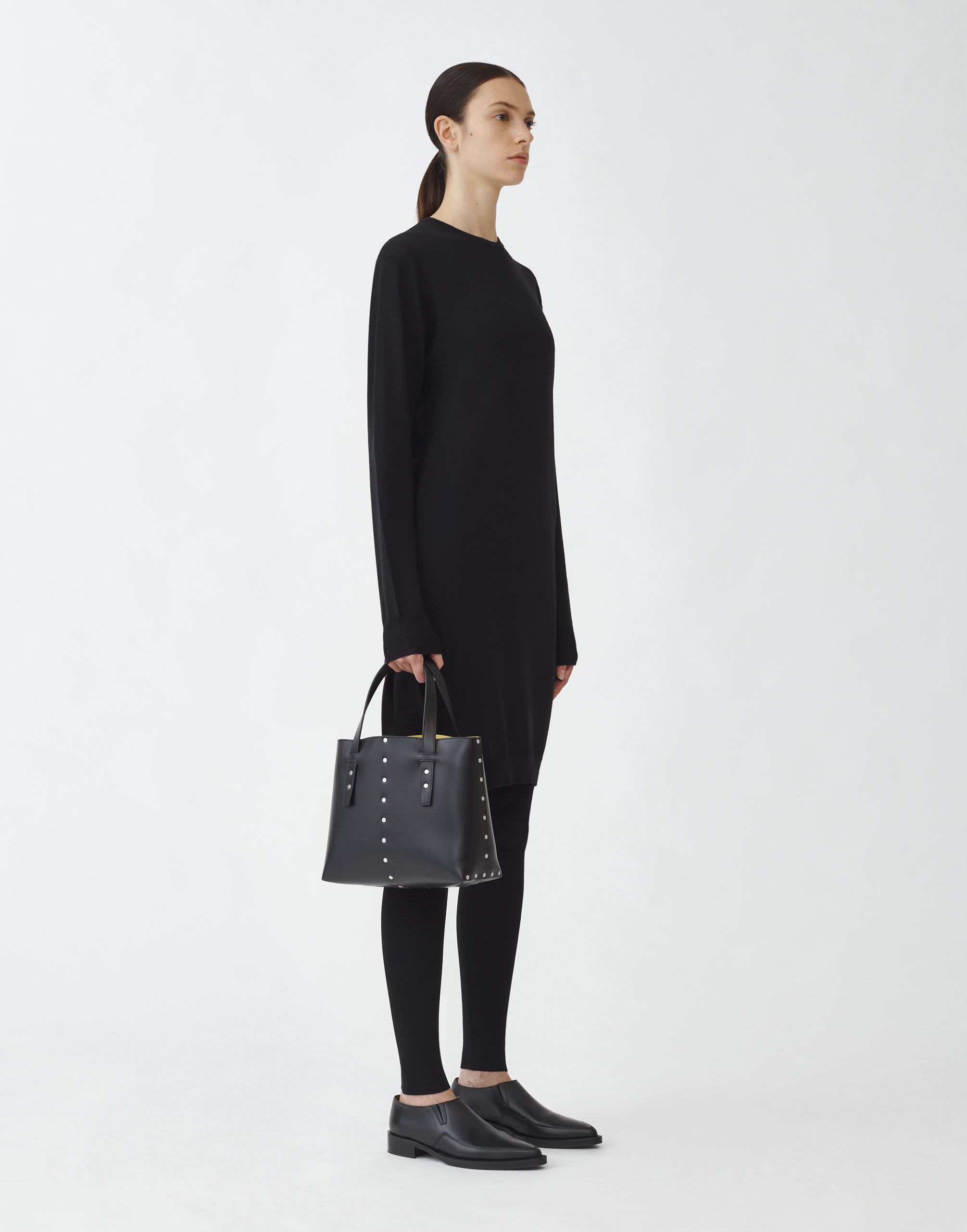 Shop Fabiana Filippi Crew Neck Knit Dress In Black