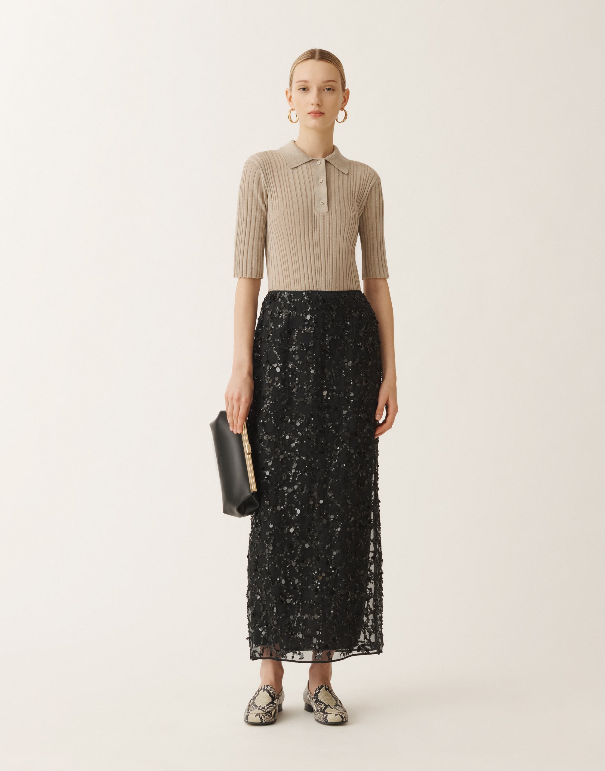 Fabiana Filippi Linen Ribbed Polo In Greige