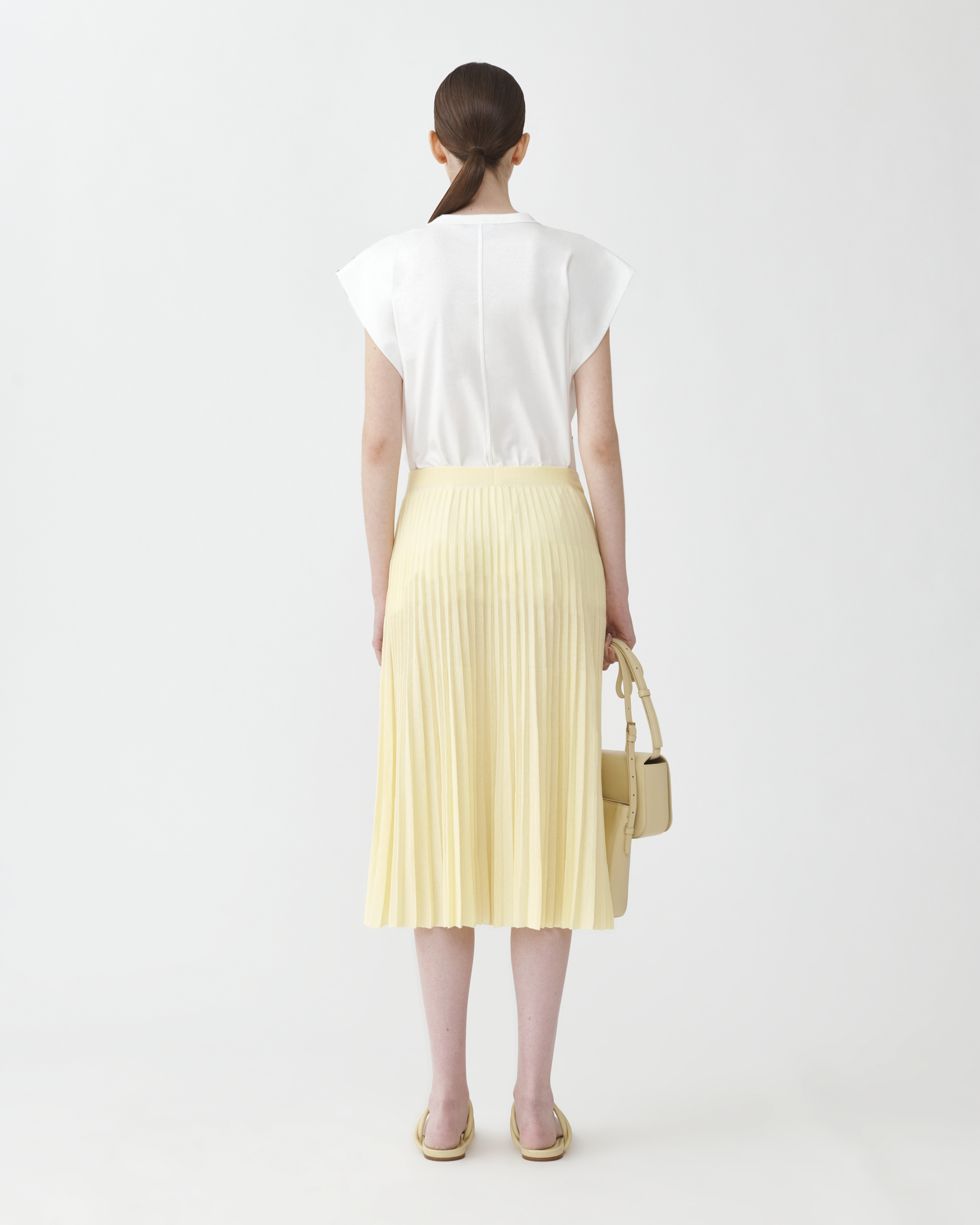 Shop Fabiana Filippi Pleated Knit Skirt In Yellow