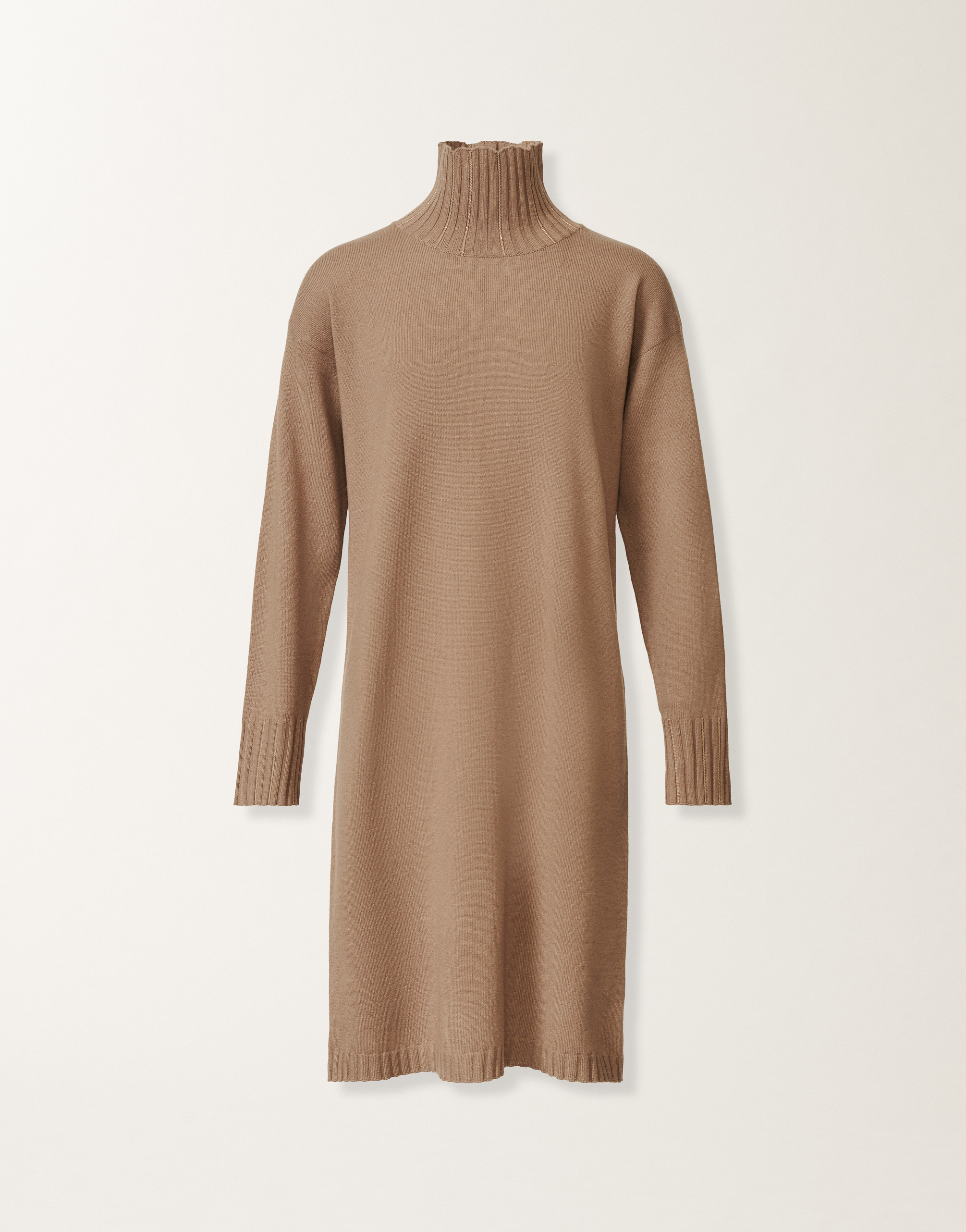 Fabiana Filippi Beaded Turtleneck Mini Sweater Dress In Brown
