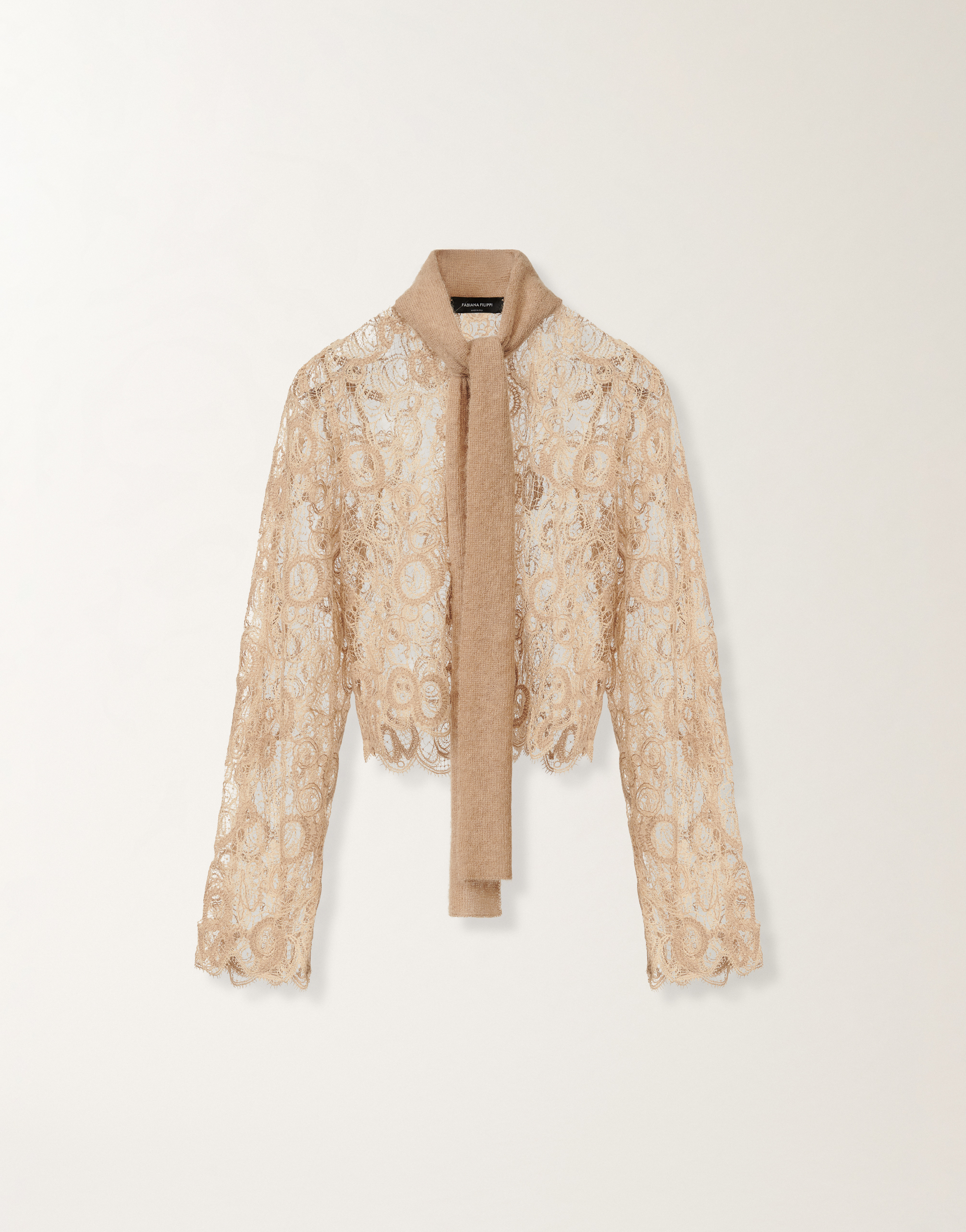 Fabiana Filippi Lace Cropped Shirt In Neutral