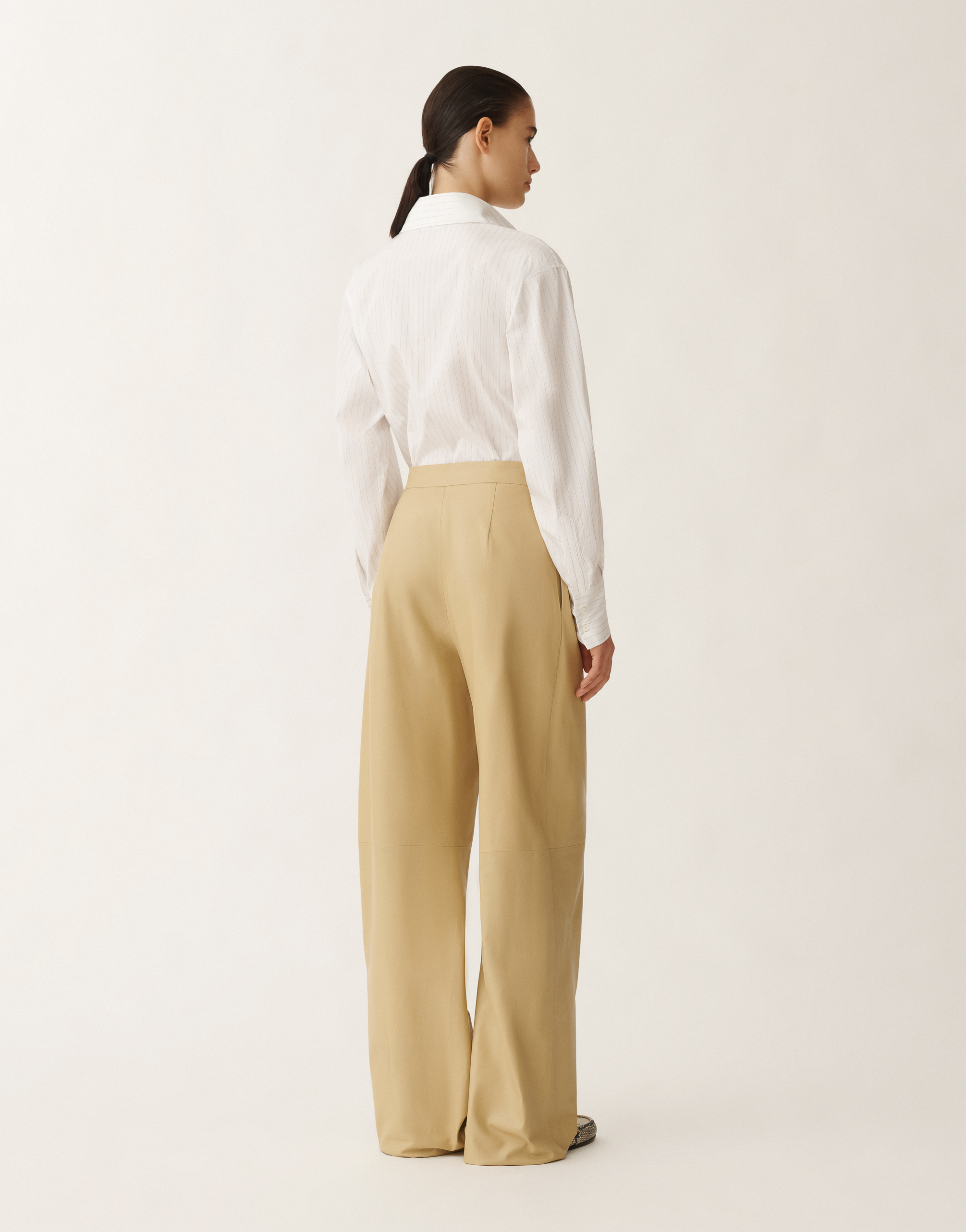 Fabiana Filippi Norcia Lightweight Nappa Leather Trousers In Yellow