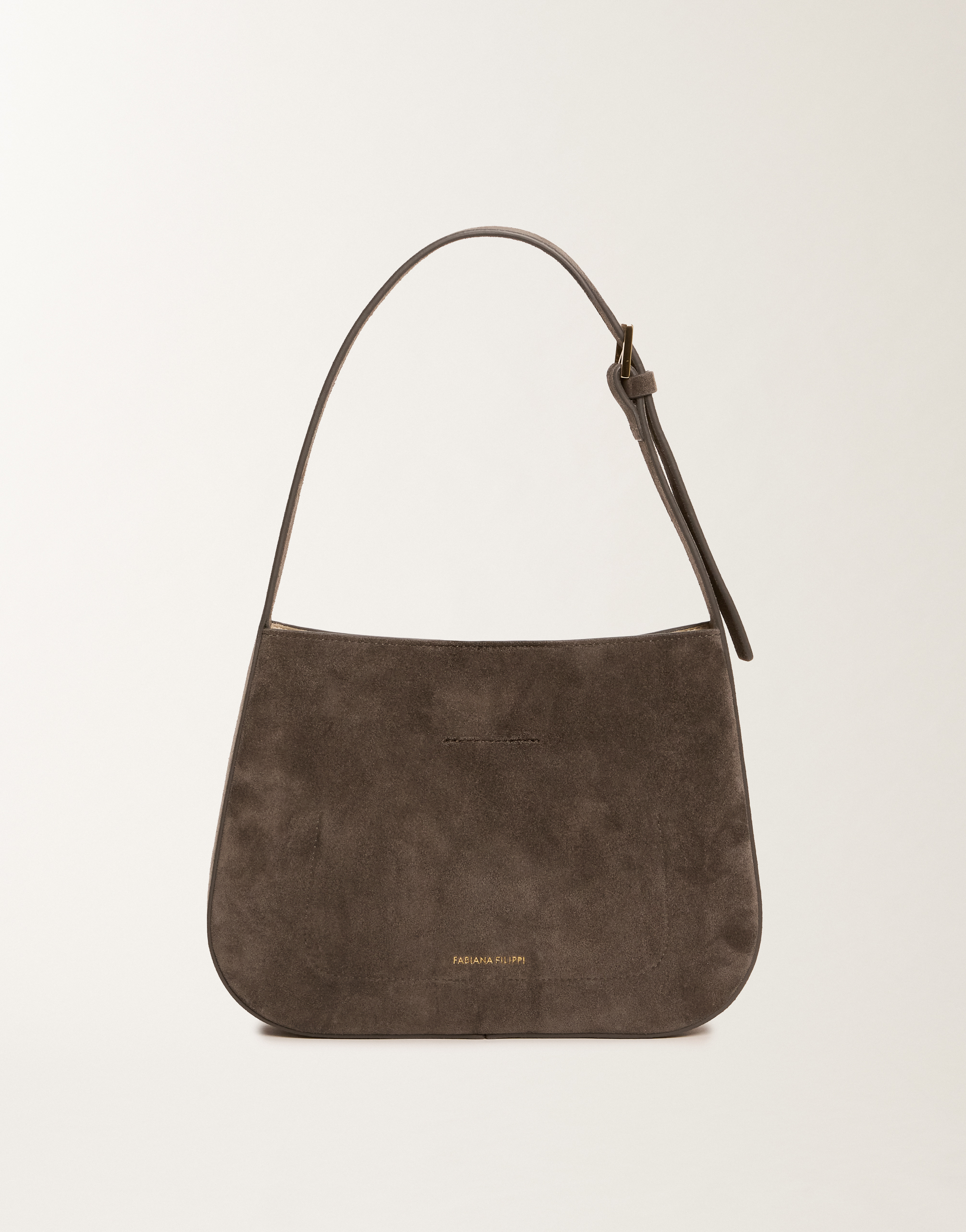 Fabiana Filippi Small Eclissi Hobo Bag In Suede In Gray