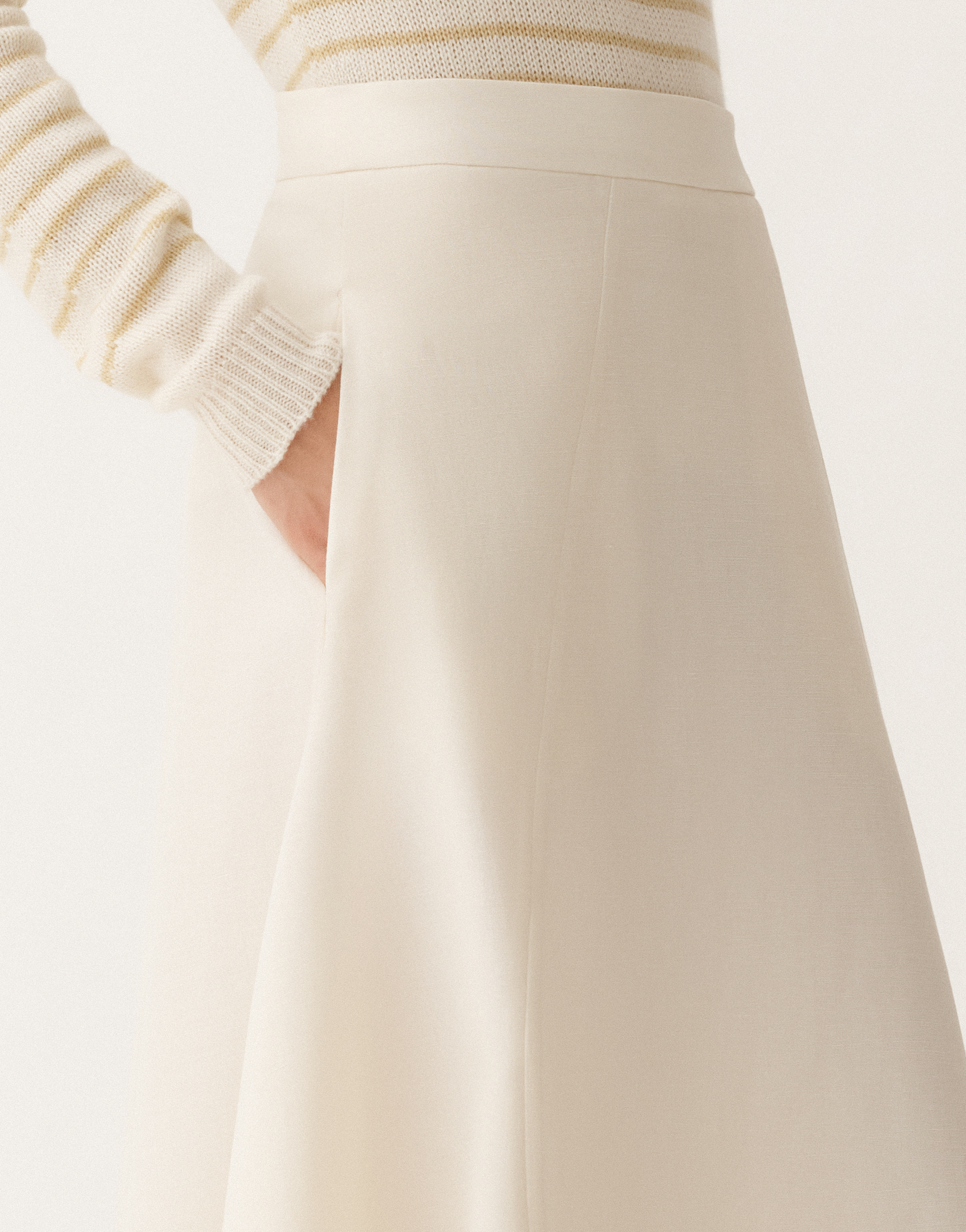 Shop Fabiana Filippi Wool And Linen Mat Skirt In White