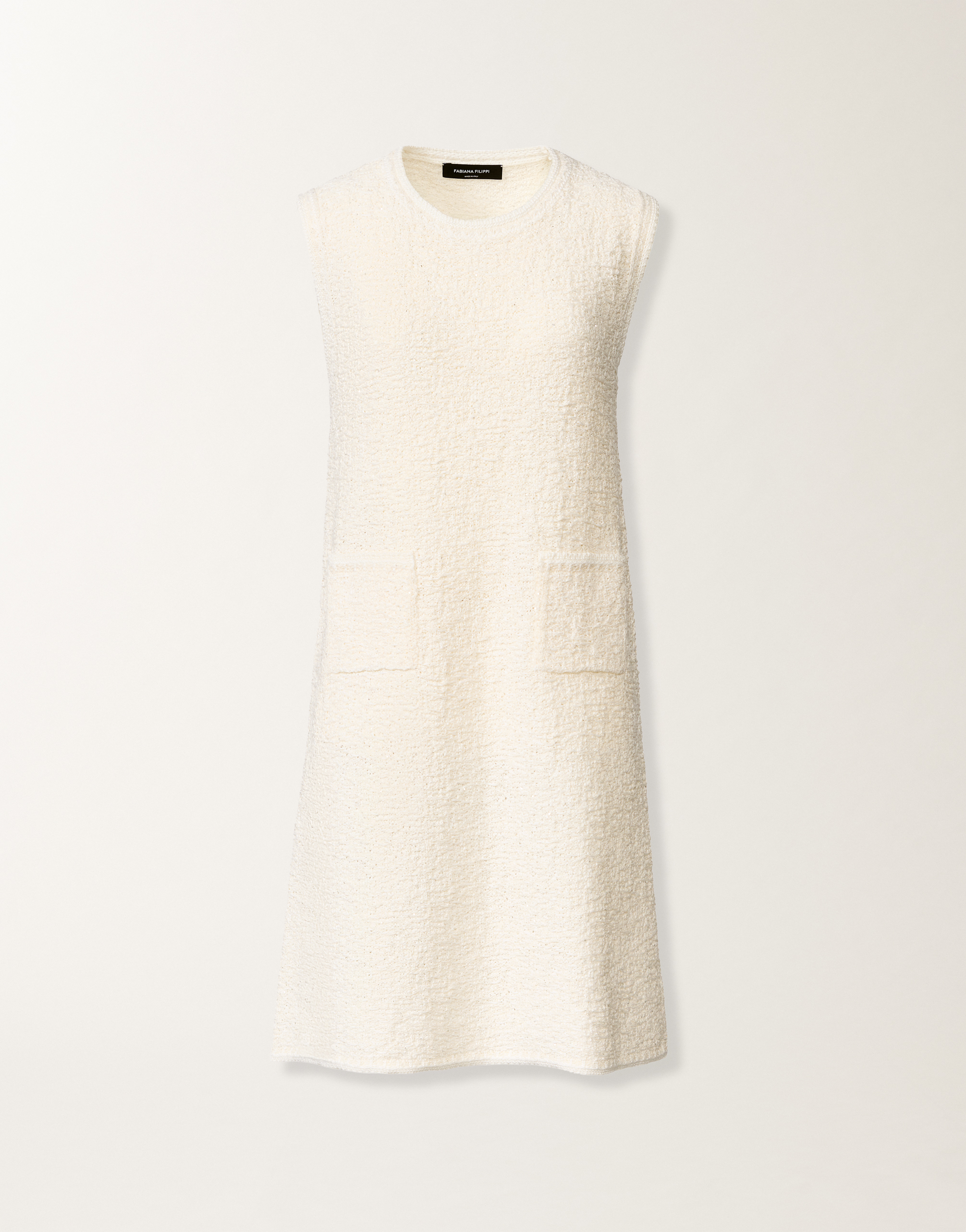 Cotton tweed dress with sequins, butter for Women | Fabiana Filippi®