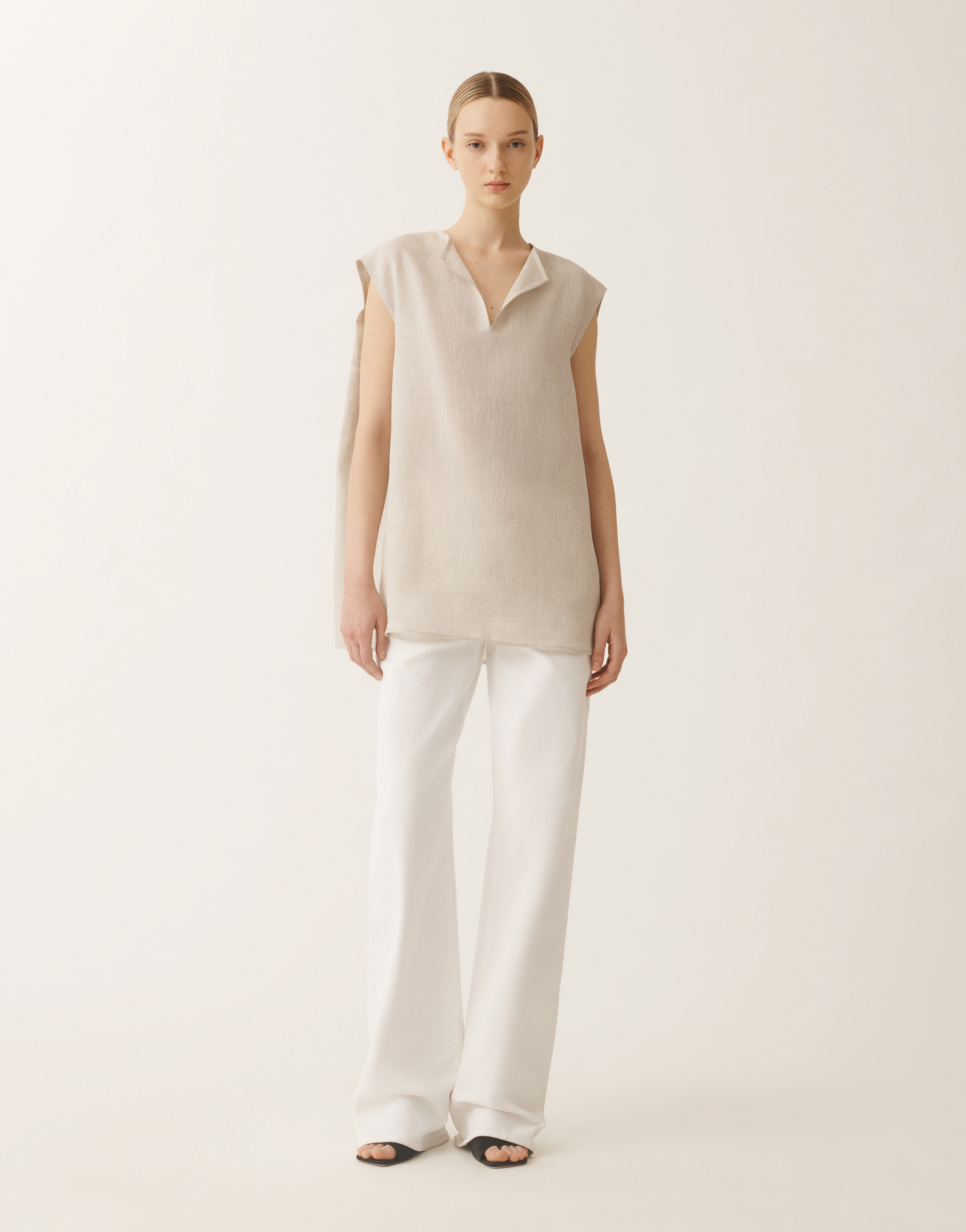 Fabiana Filippi Linen Canvas Top In Greige