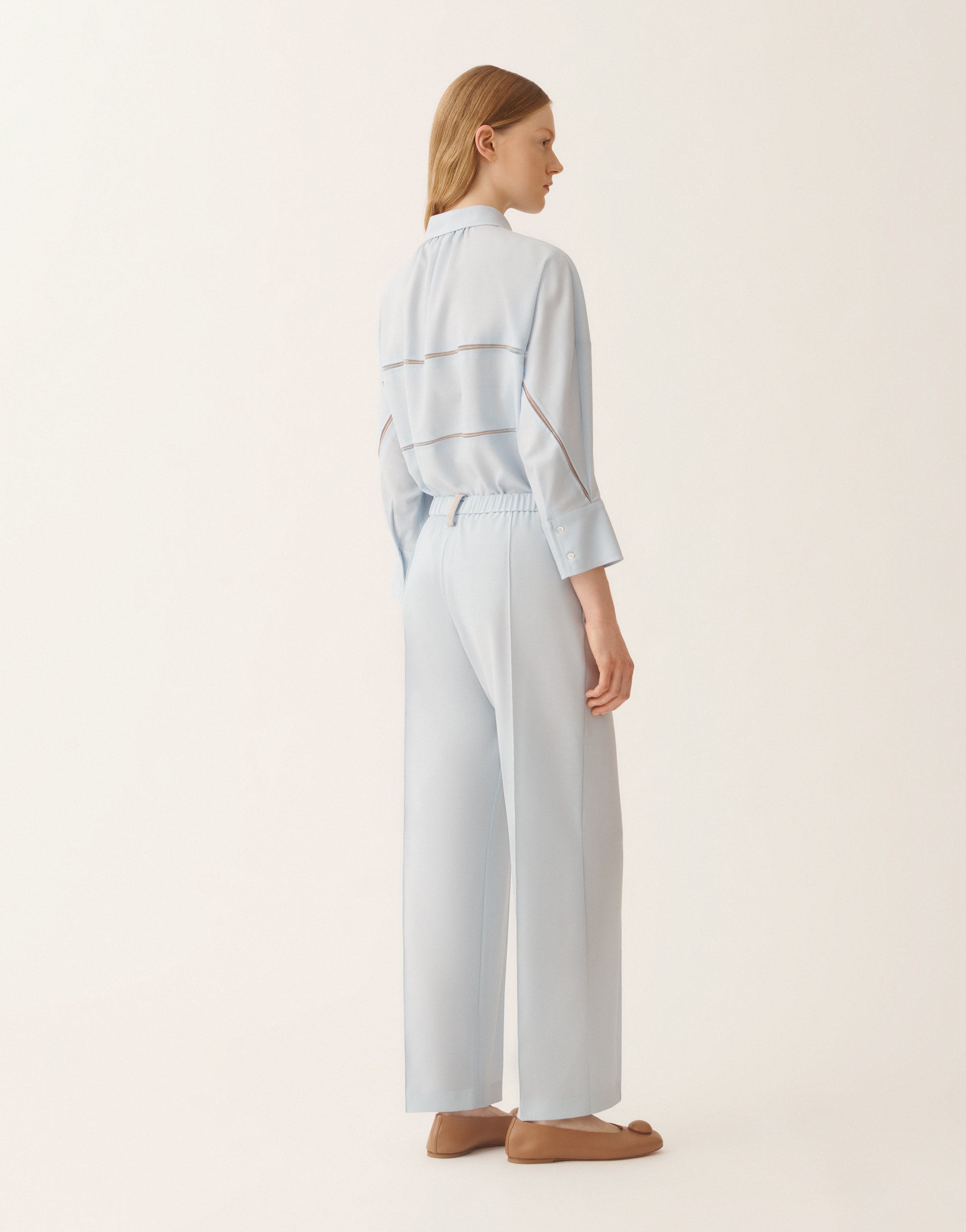 Fabiana Filippi Gubbio Jogging Pants In Lightweight Bi-stretch Wool In Blue