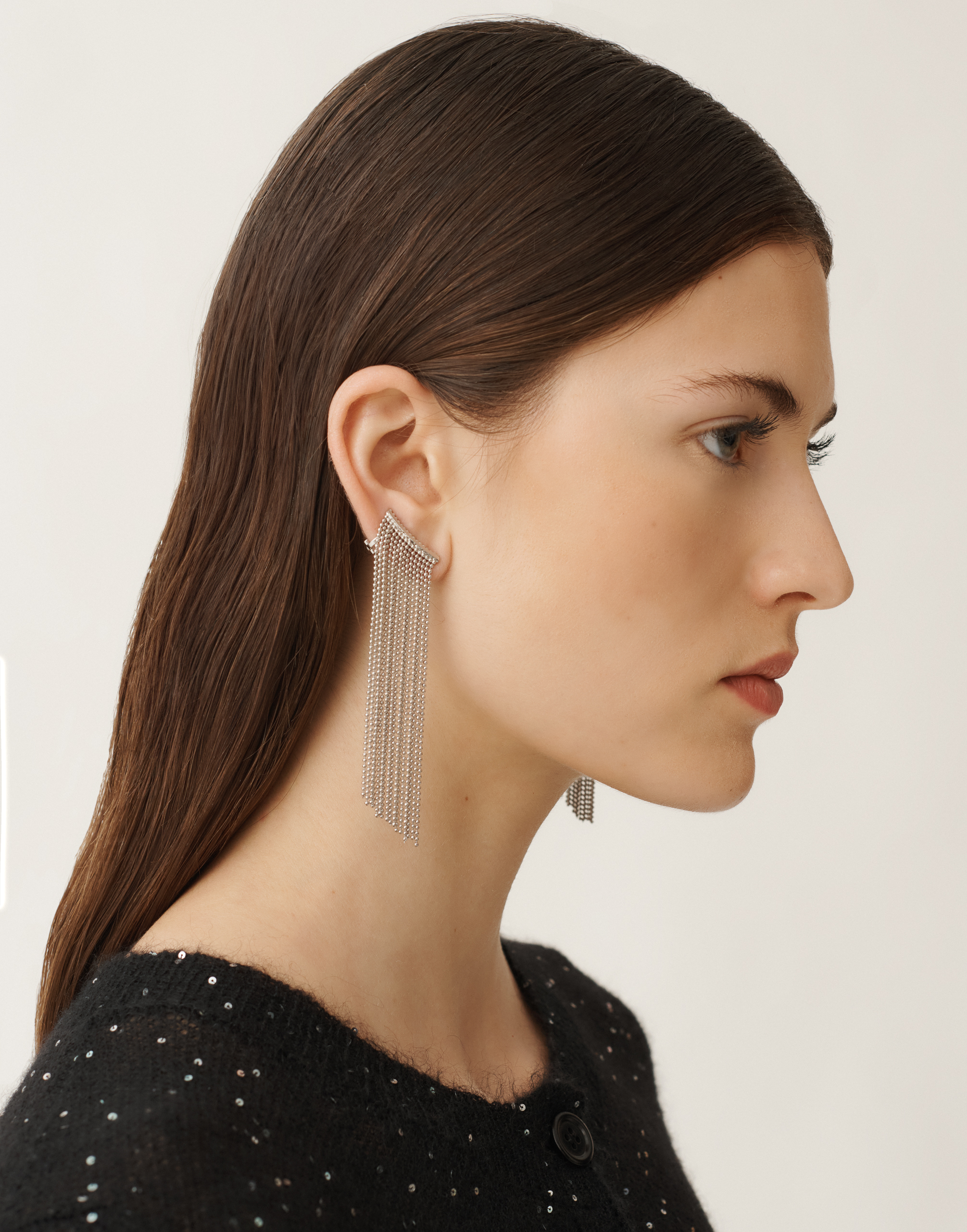 Fabiana Filippi Diamond Wire Fringed Earrings In Silver