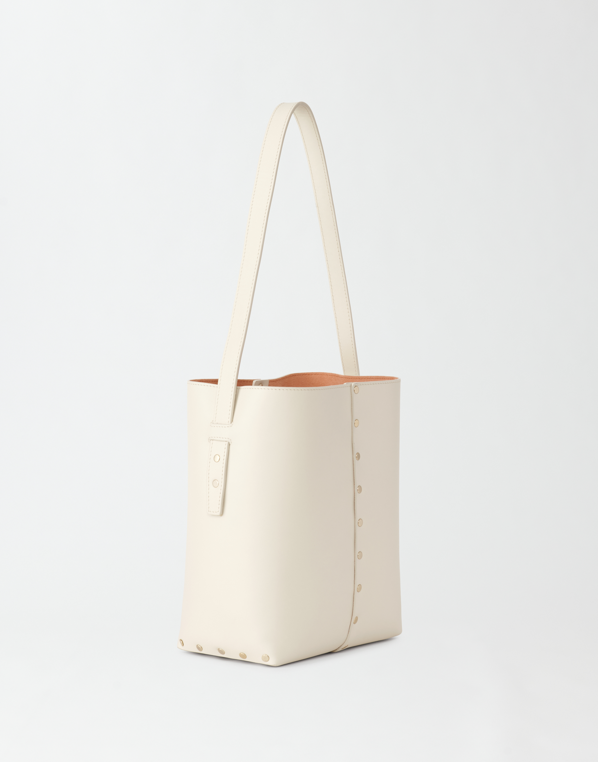 Shop Fabiana Filippi Leather Mini Bucket Bag With Stud Detail In Butter