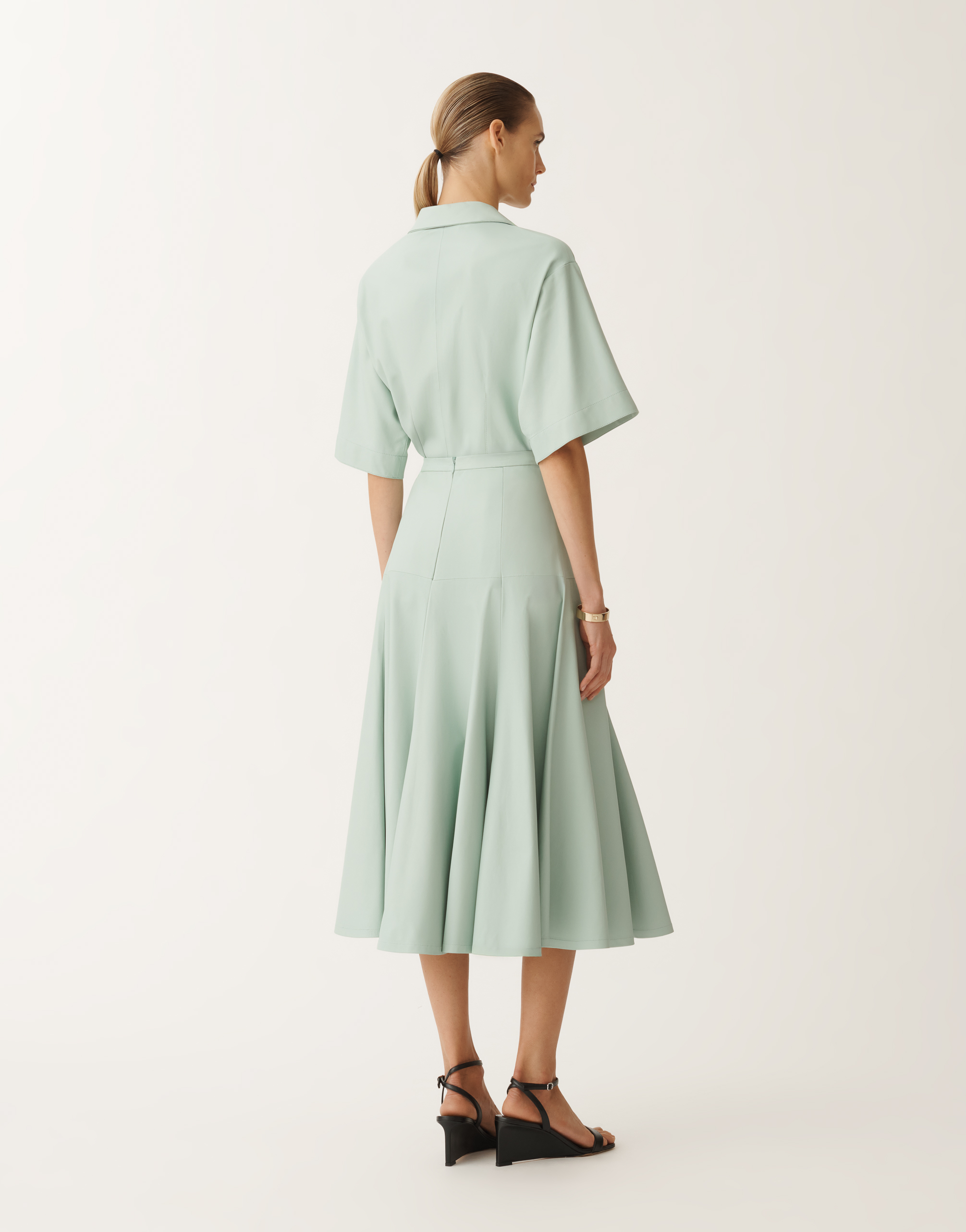Fabiana Filippi Nappa Leather Skirt In Aquagreen