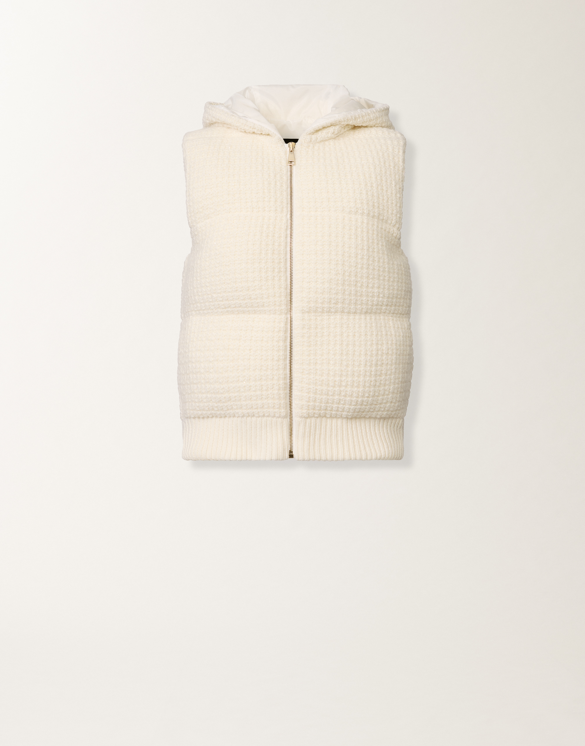 Fabiana Filippi Down Gilet In Wool And Silk With Sequins In White