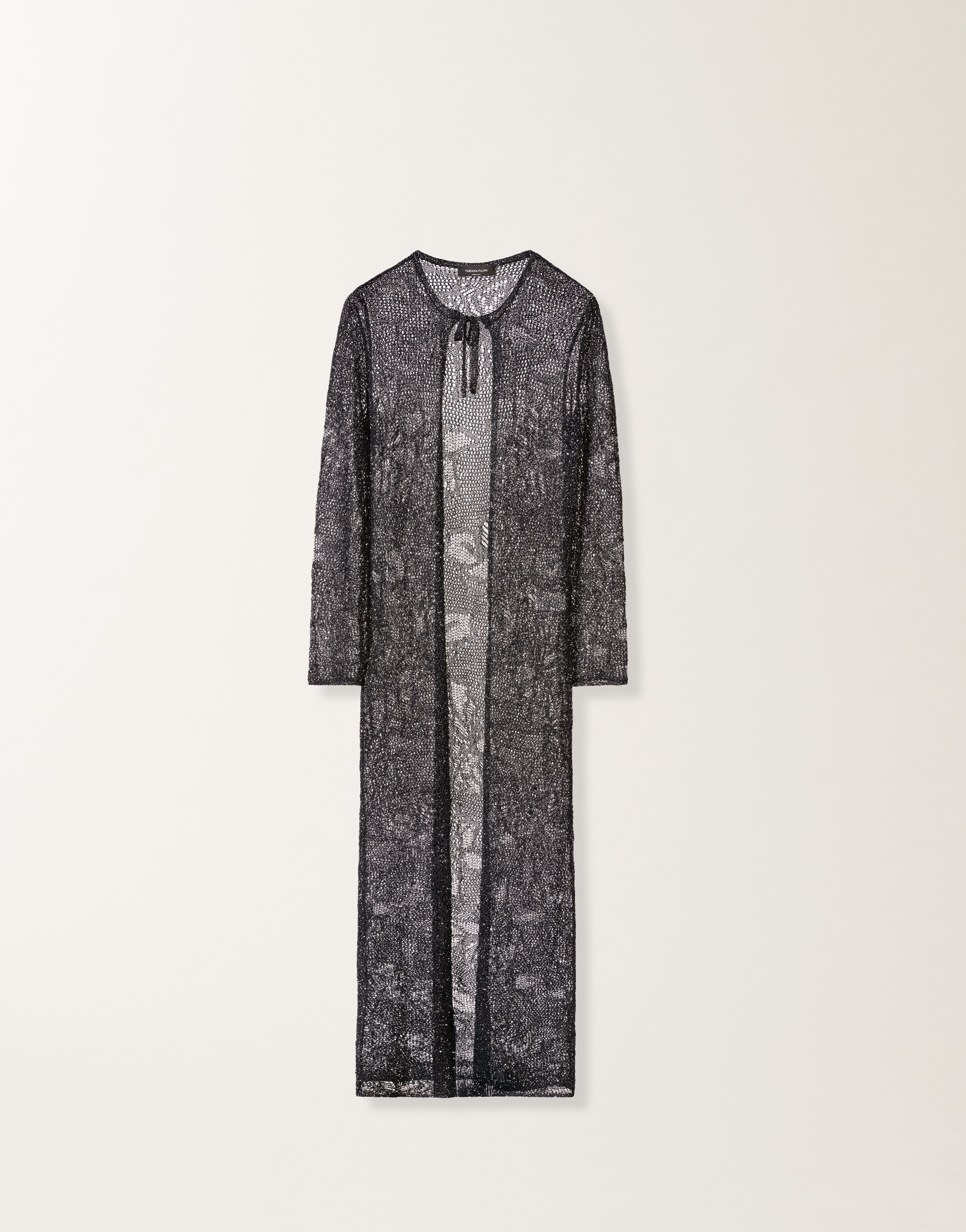 FABIANA FILIPPI レディースニット　フリンジ　ネイビー Long cardigan in midnight blue micro sequins for Women | Fabiana