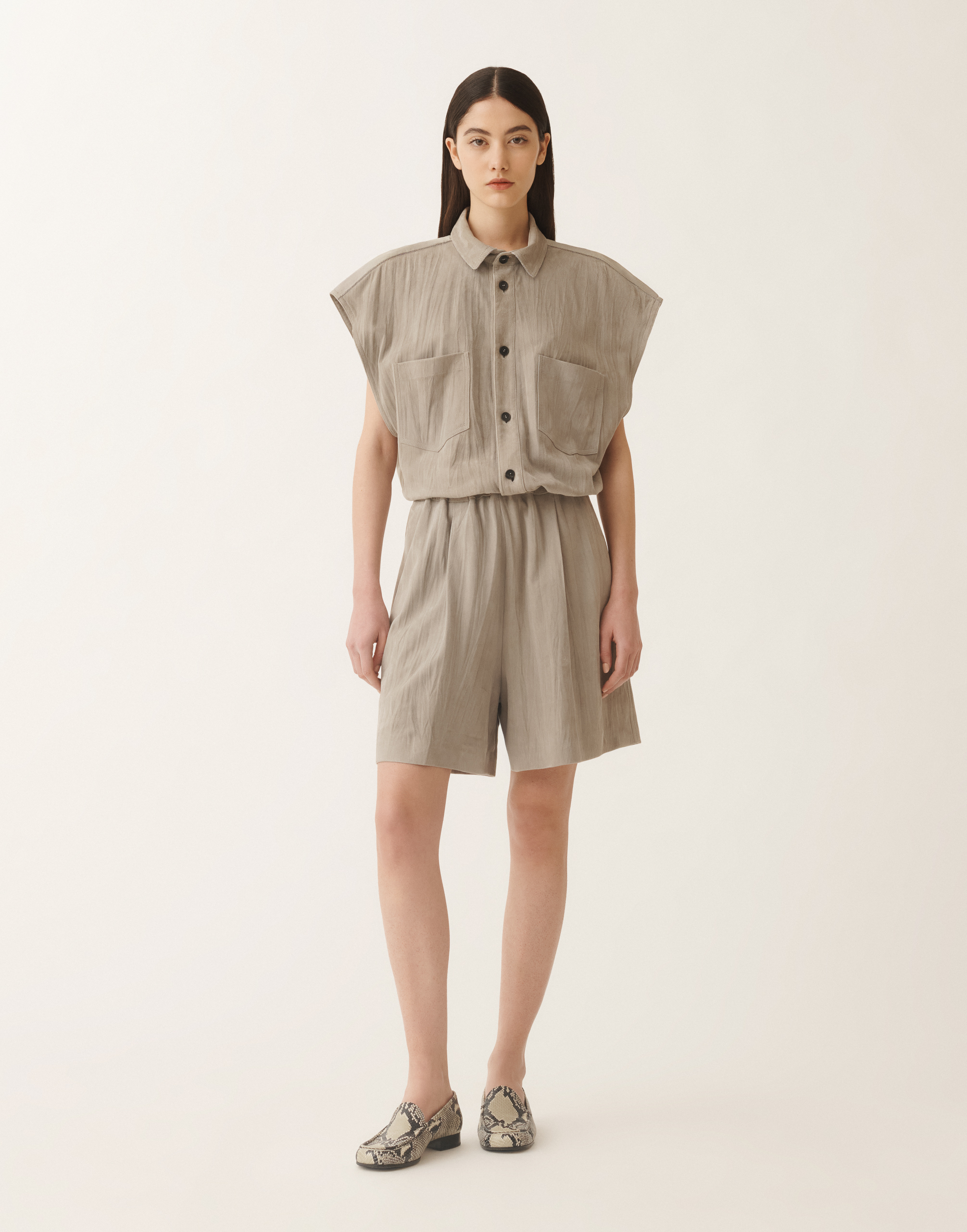 Fabiana Filippi Pleated Suede Bomber Jacket In Clay
