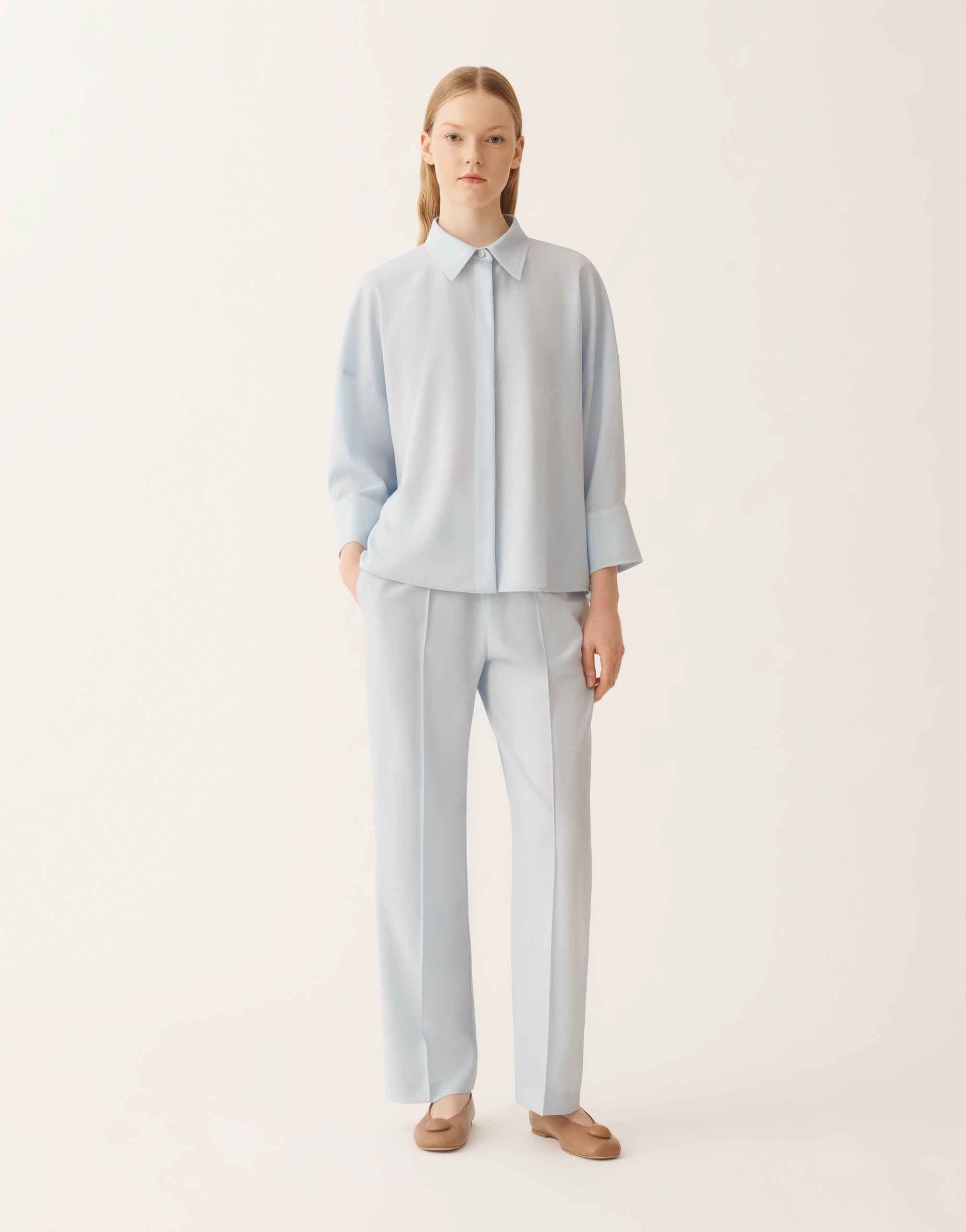 Fabiana Filippi Wool Polyamide Elastane Shirt In Blue
