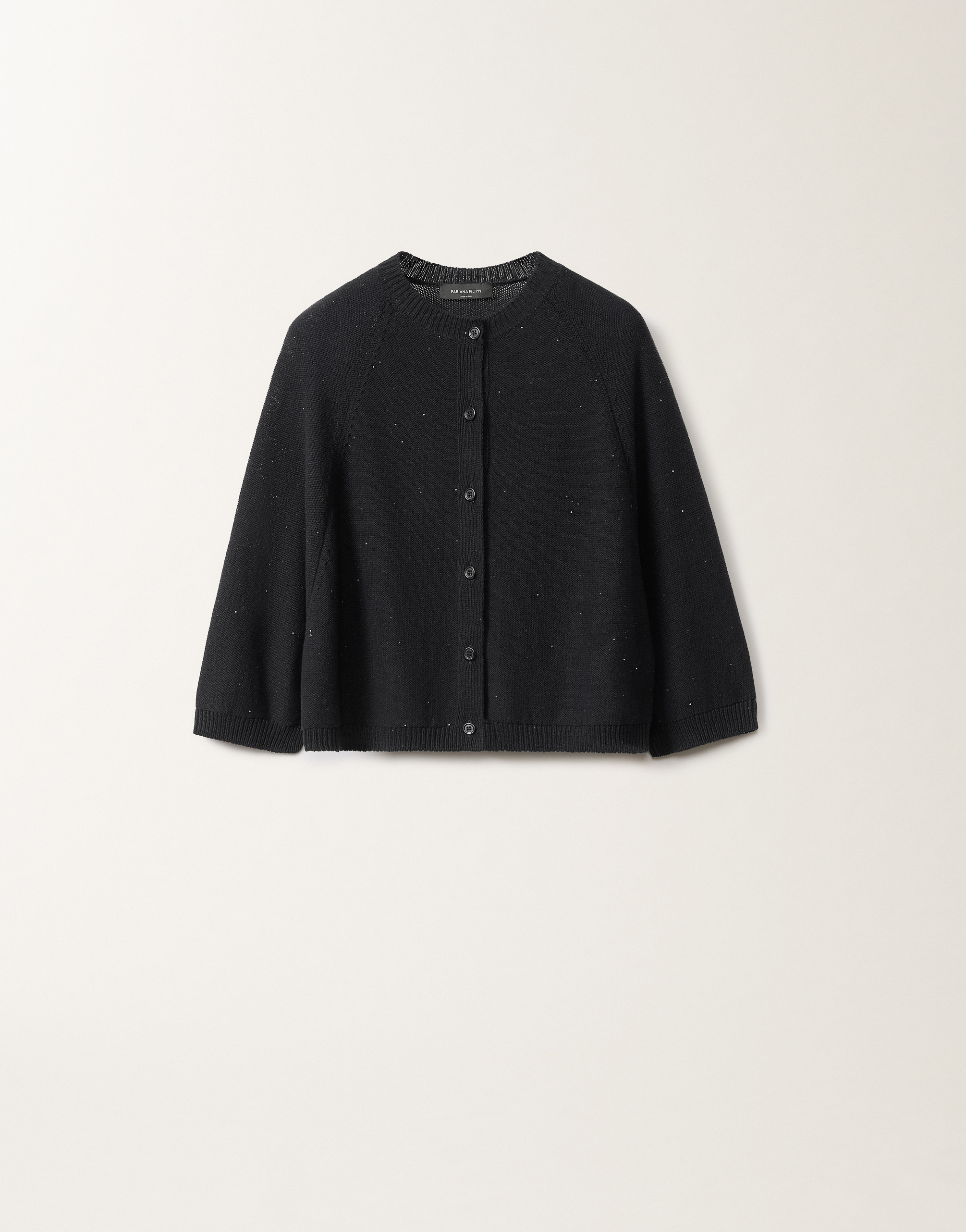 Shop Fabiana Filippi Cotton And Linen Cape Cardigan With Sequins In Blue