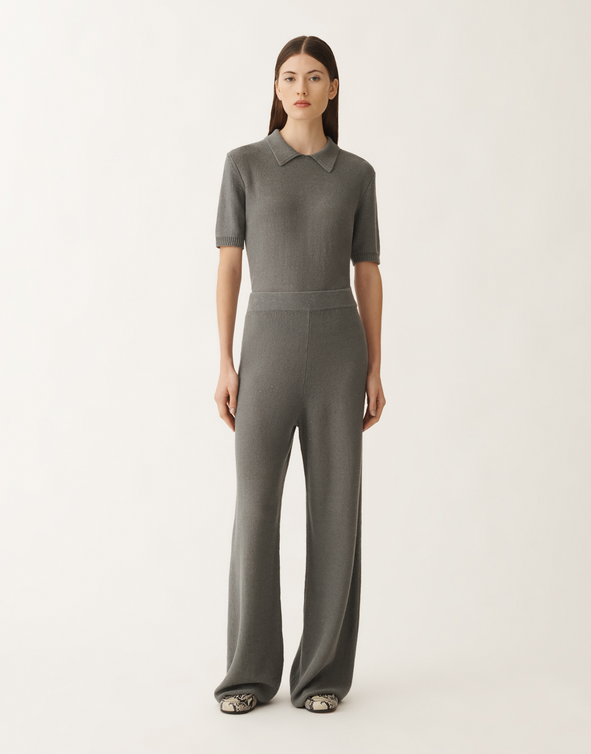 Fabiana Filippi Purl-knit Trousers In Grey