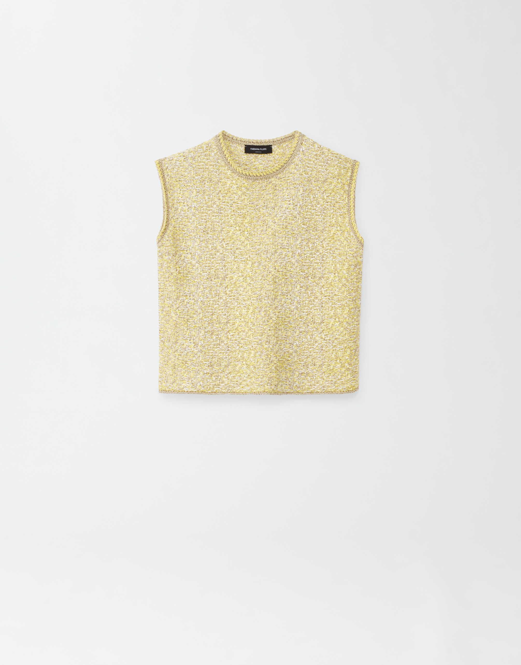 Shop Fabiana Filippi Tweed Effect Tank Top In White/sun/gold