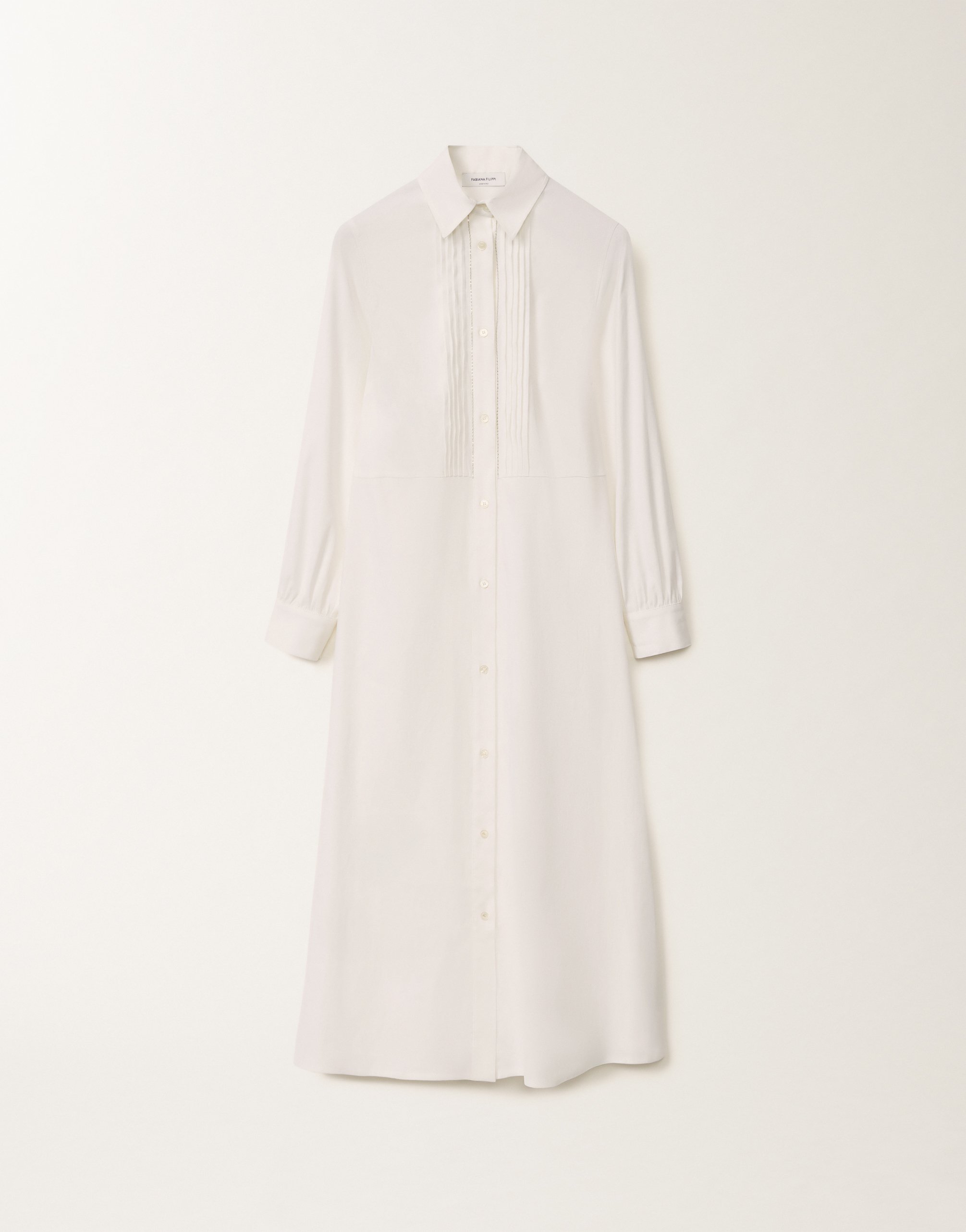 レディースStretch viscose and linen shirt dress, optical
