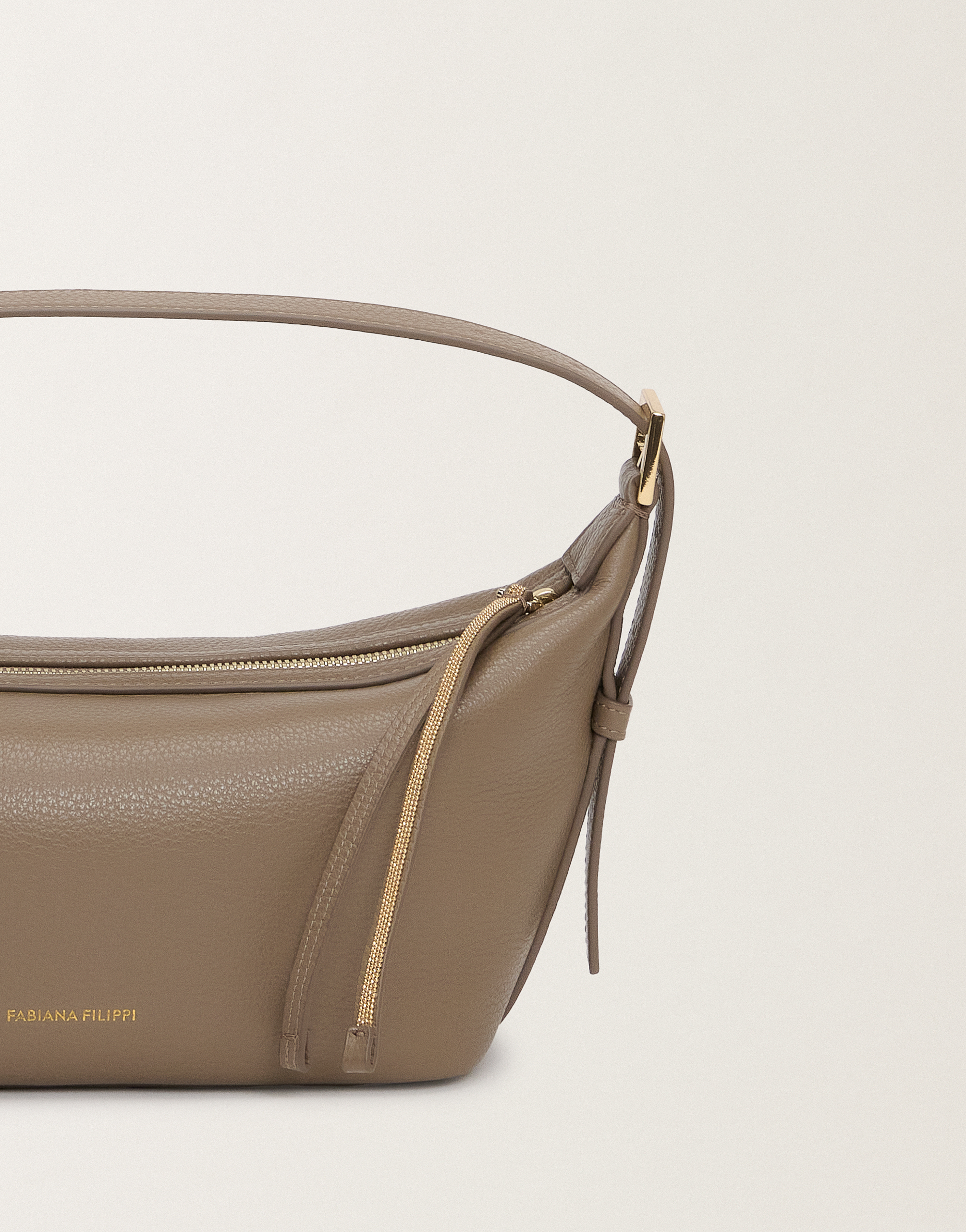 Fabiana Filippi Grained Leather Mini Hobo Bag In Clay