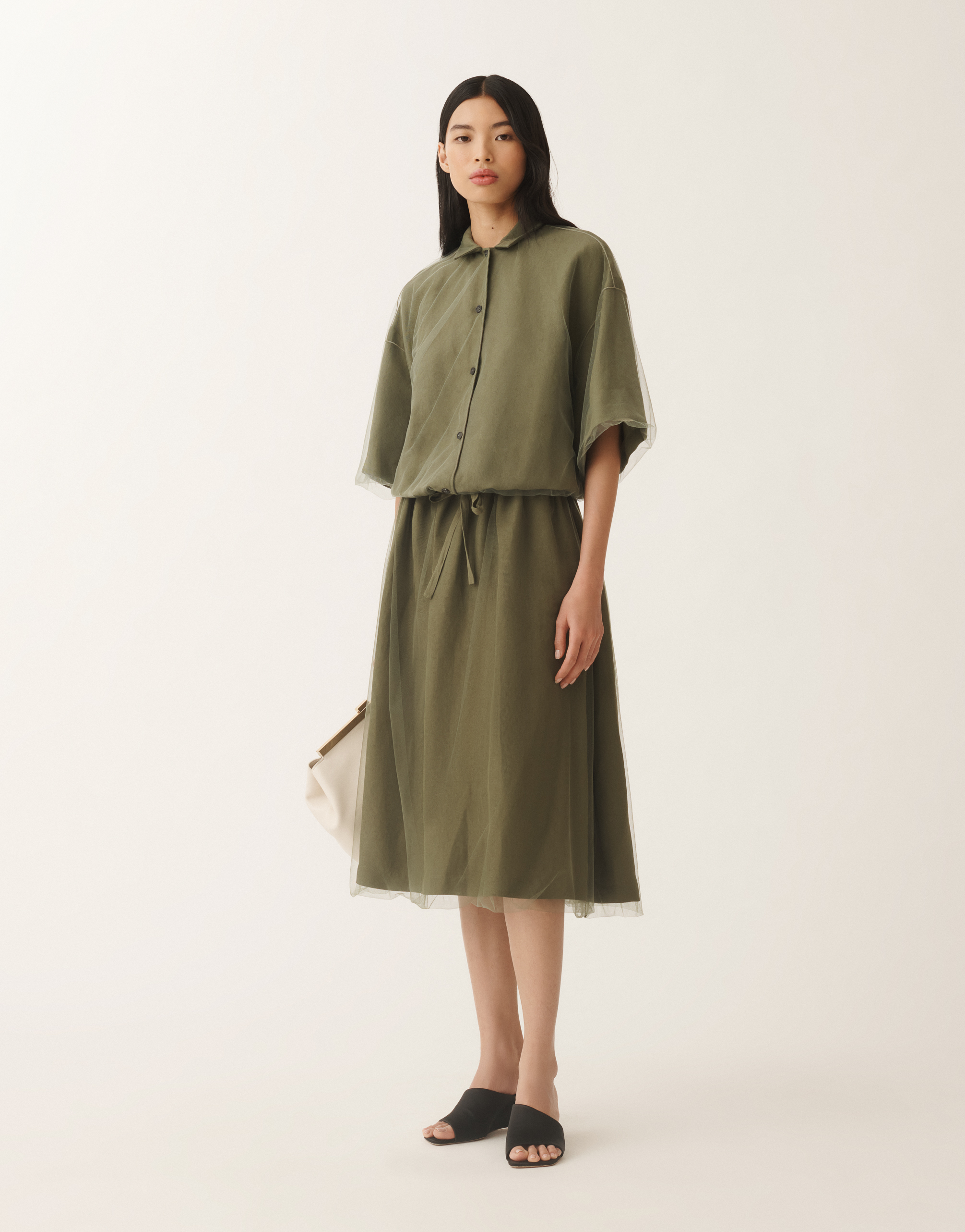 Shop Fabiana Filippi Linen And Viscose Skirt In Green