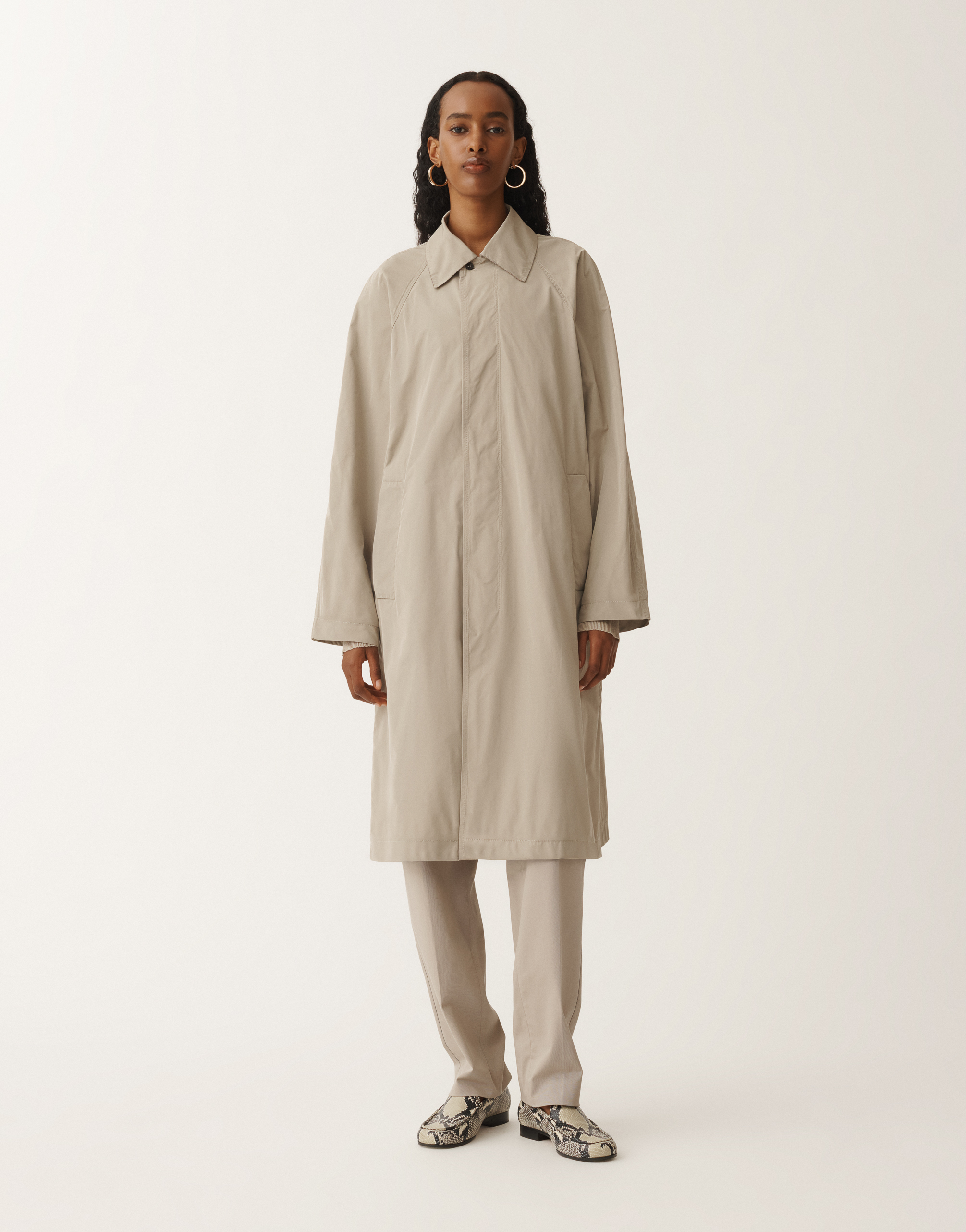 Fabiana Filippi Micro Faille Trench Coat In Clay