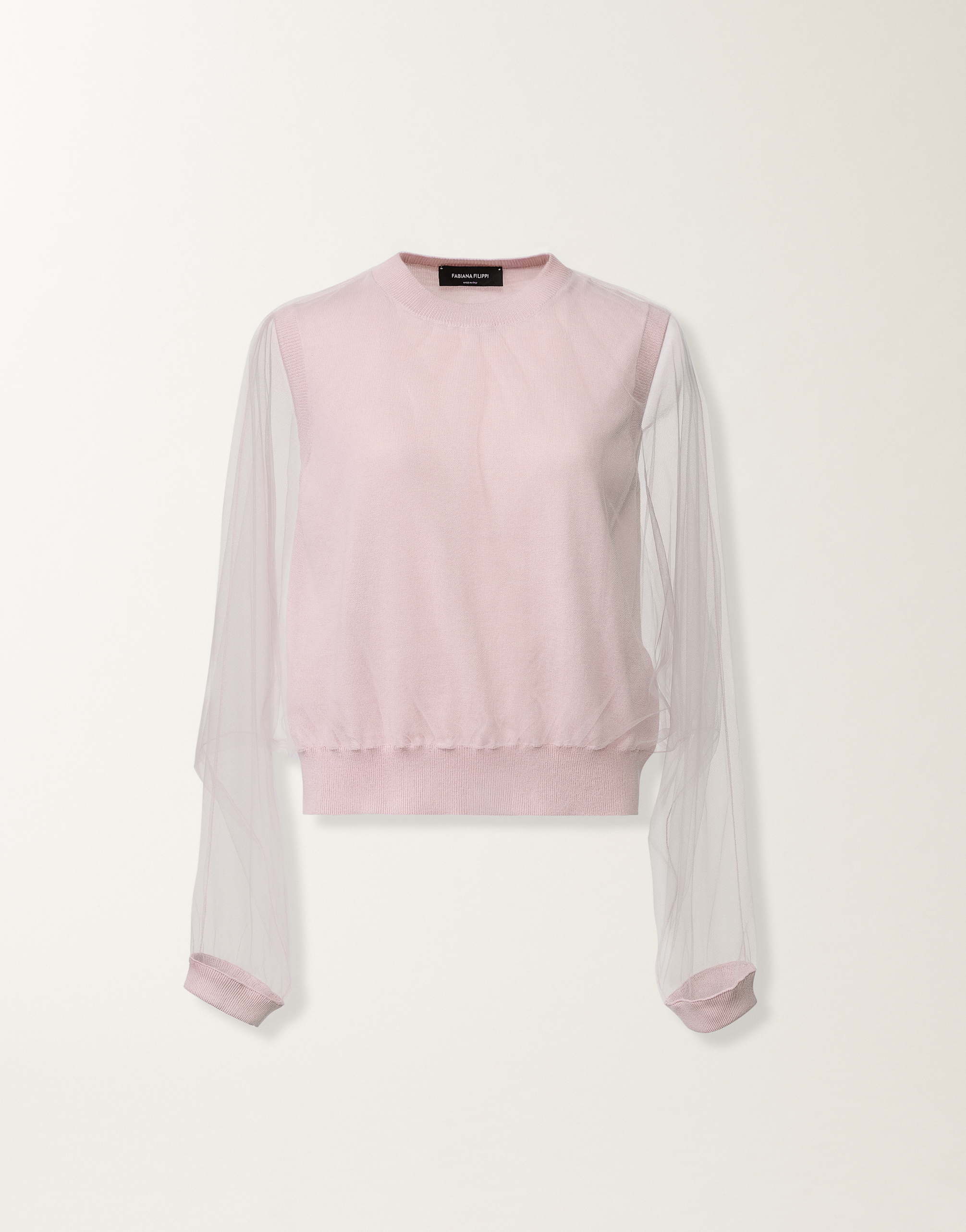 Wool and cotton sweater, lilac pink for Women | Fabiana Filippi®