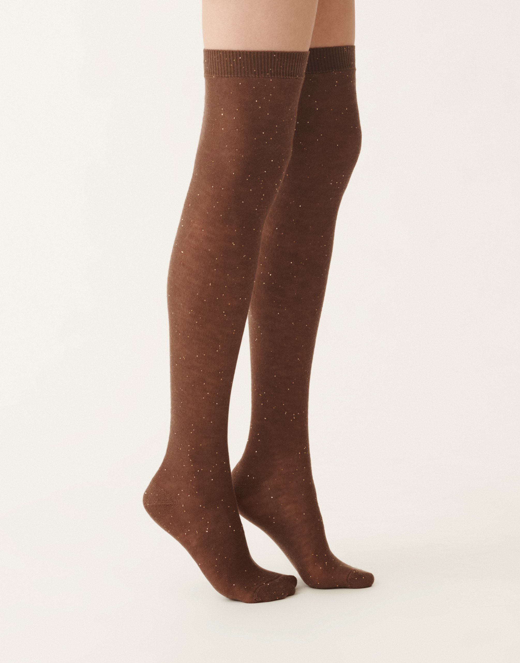 Fabiana Filippi Wool Socks With Sequins In Brown