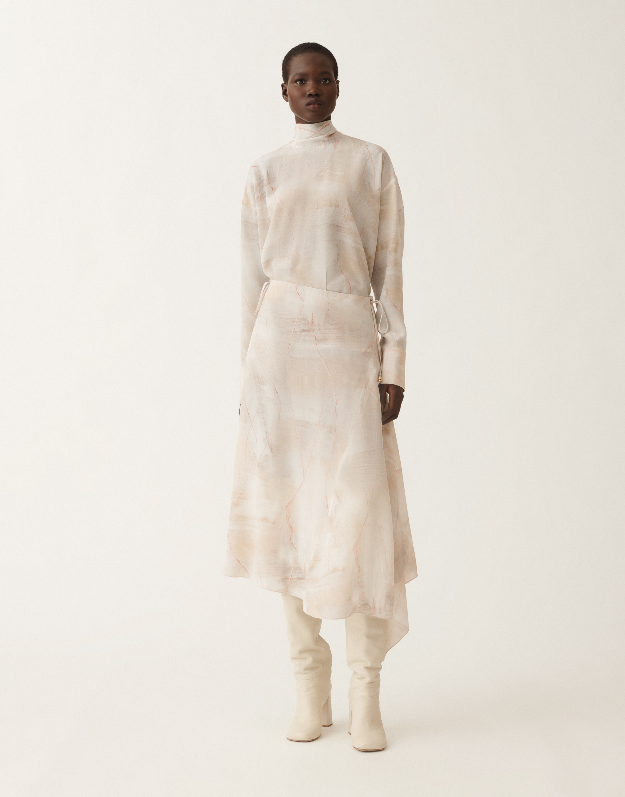 Fabiana Filippi Printed Crepe De Chine Skirt