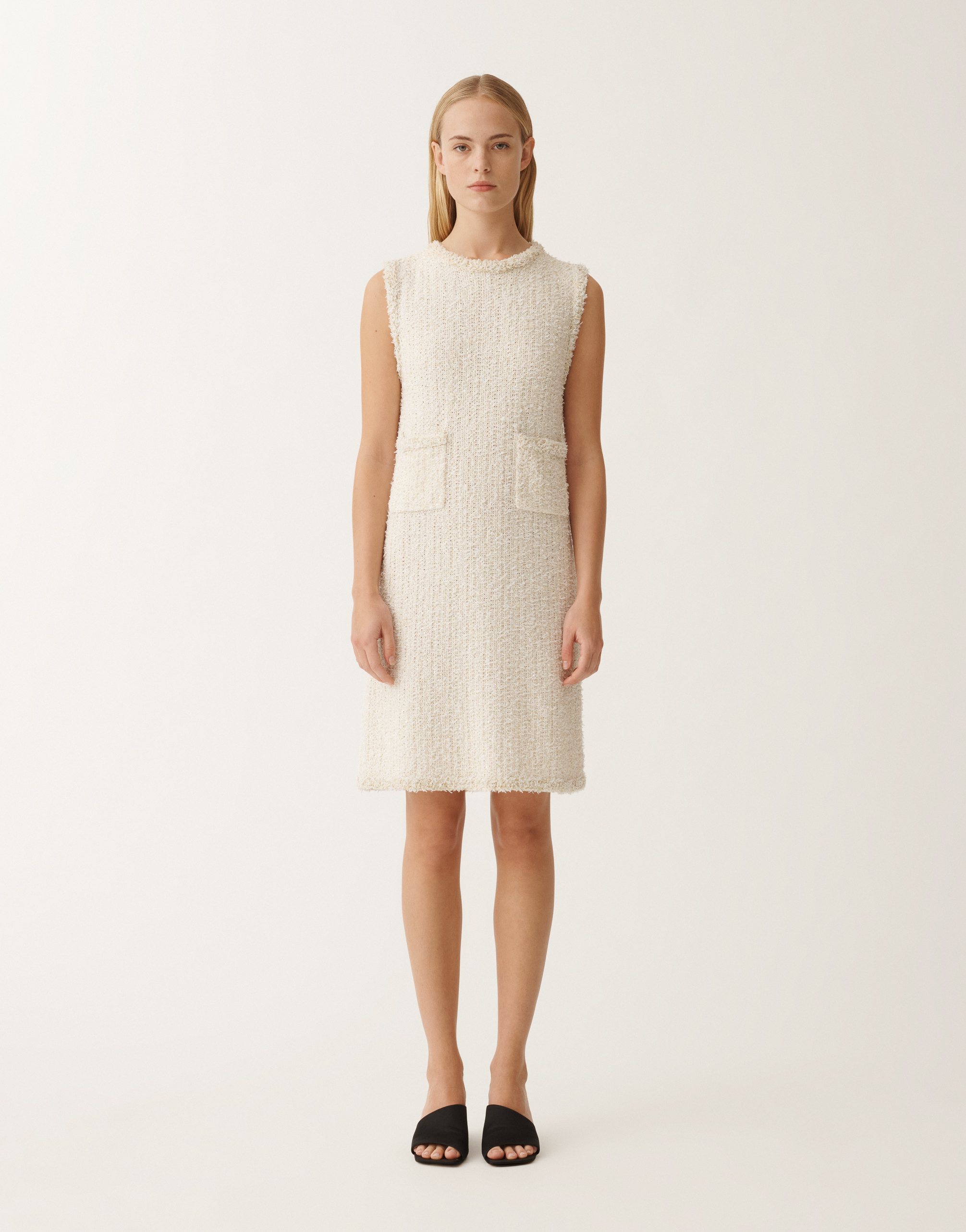Shop Fabiana Filippi Tweed-effect Mini Dress In White
