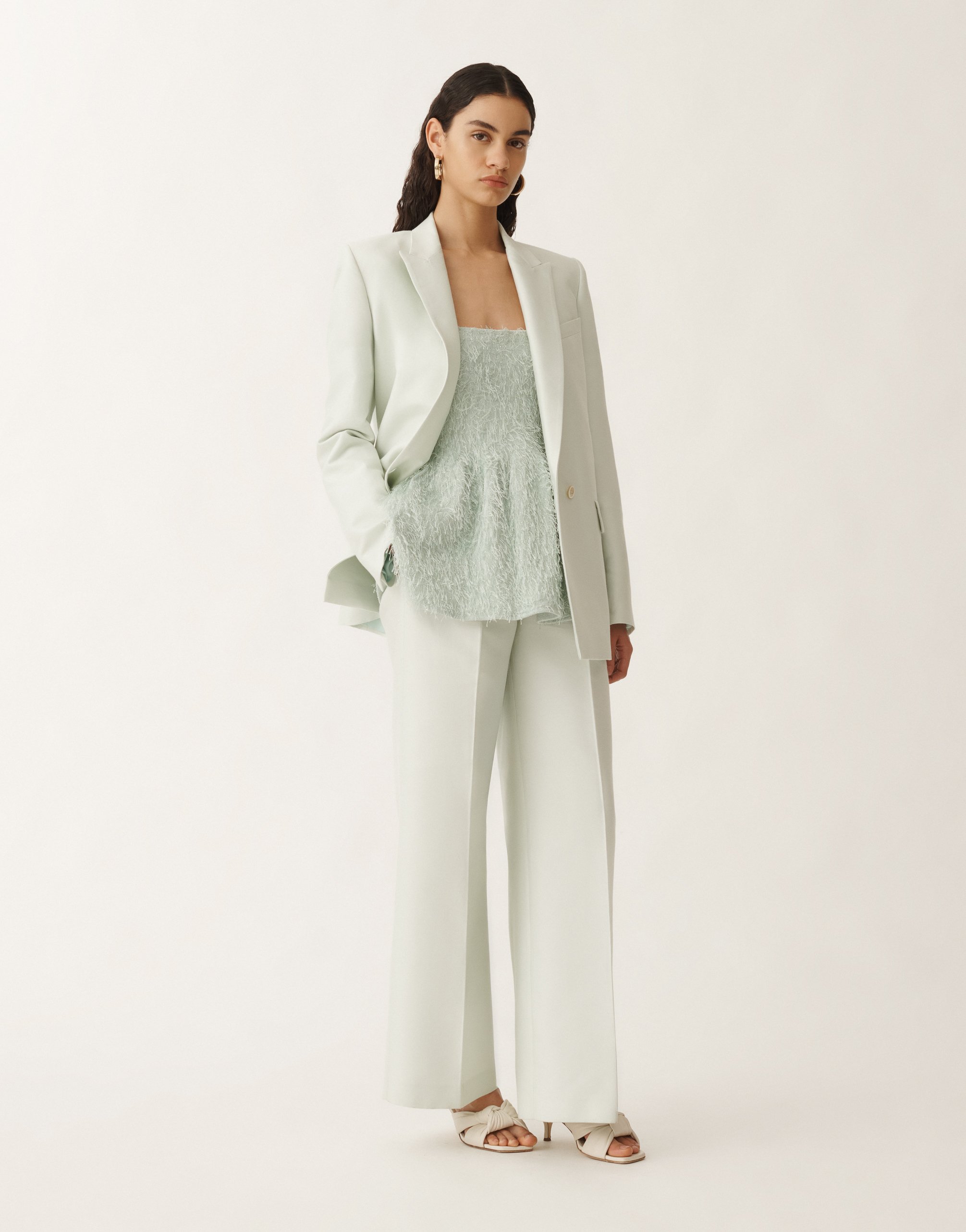 Fabiana Filippi Cotton And Silk Double-breasted Mikado Jacket In Aquagreen