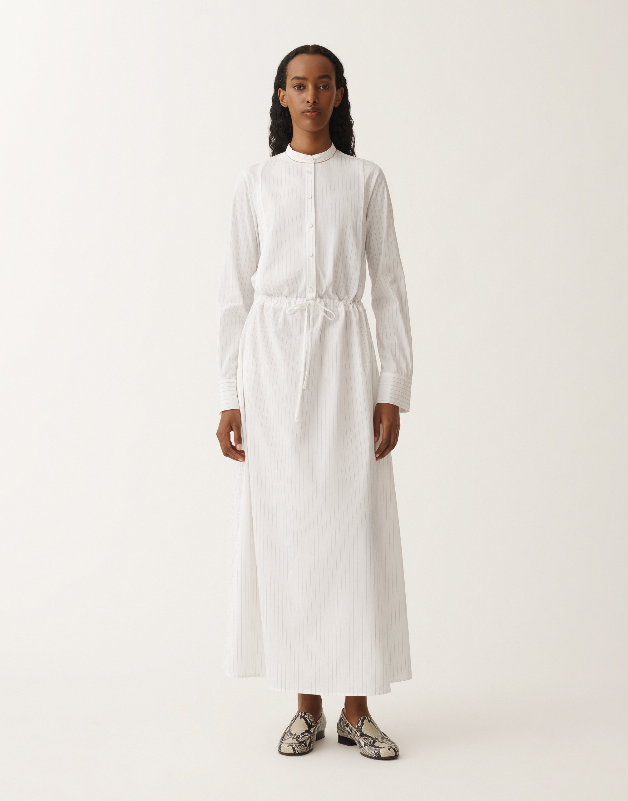 Fabiana Filippi Striped Poplin Shirt Dress In White