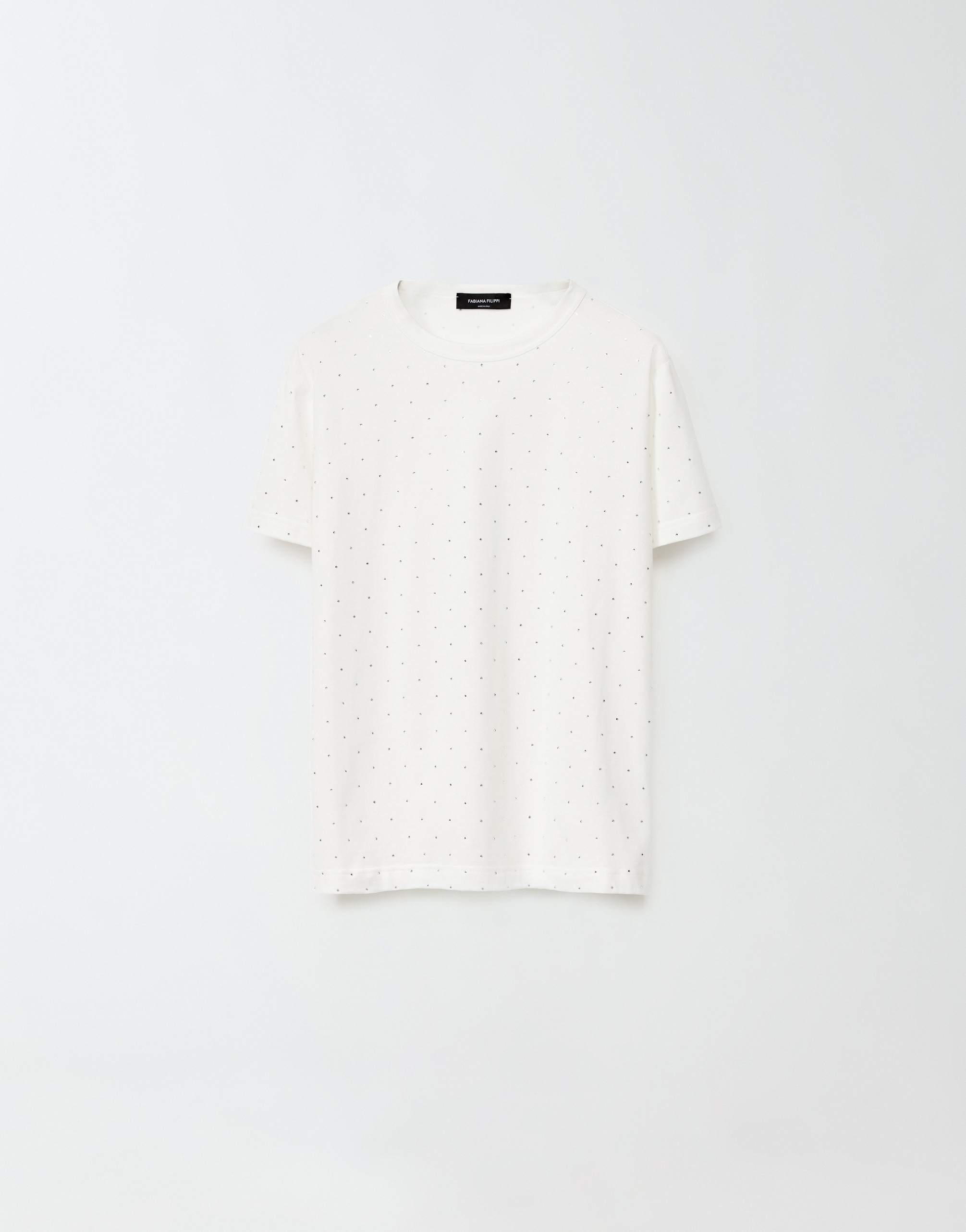 Fabiana Filippi Jersey T-shirt With All-over Embroidery In White