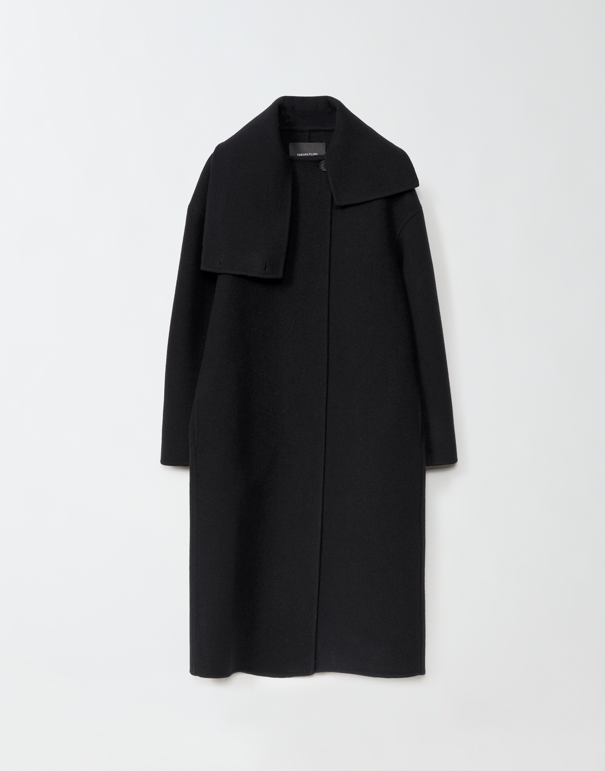 Shop Fabiana Filippi Boiled Wool Long Coat In Black