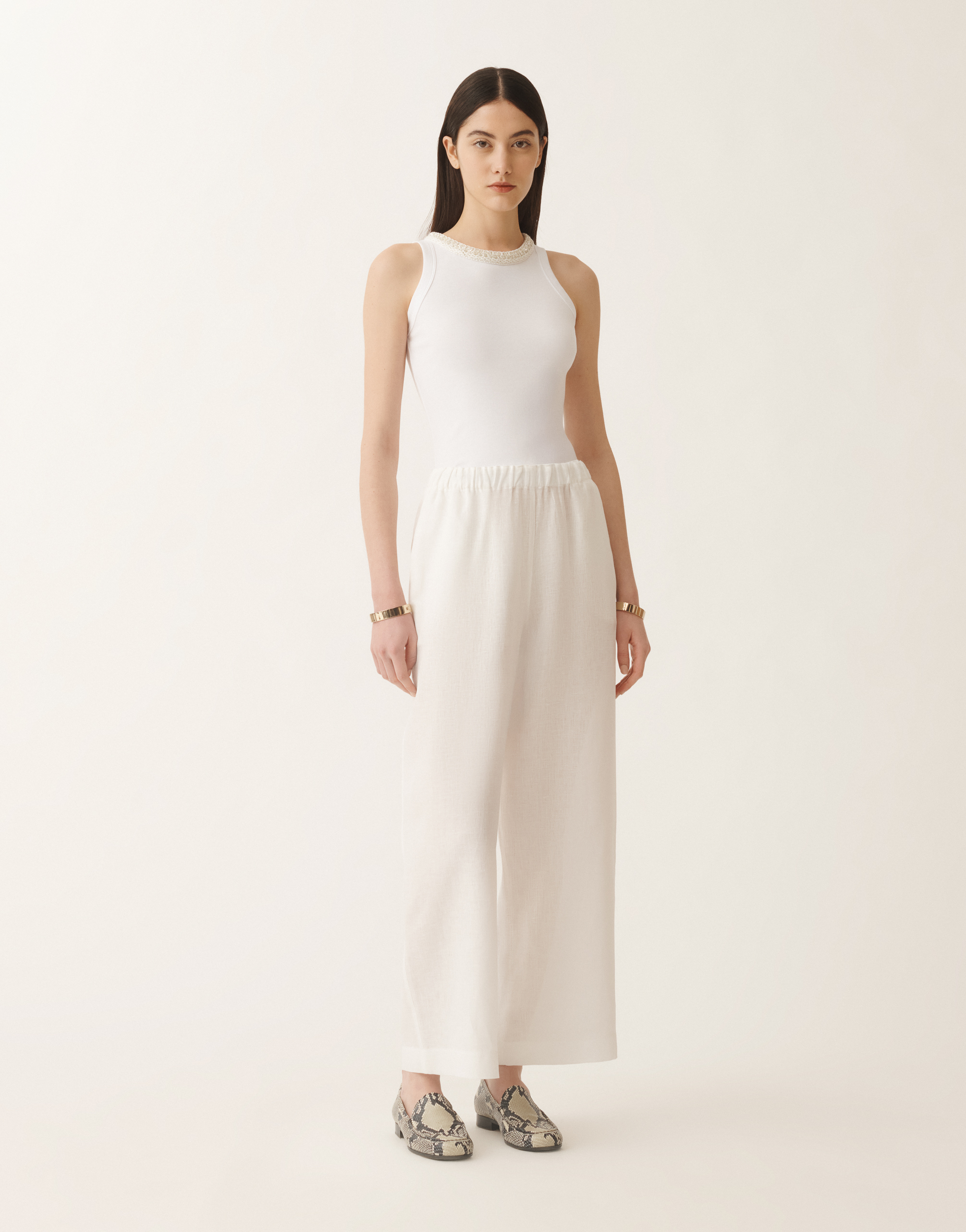 Fabiana Filippi Trevi Linen Canvas Trousers In White