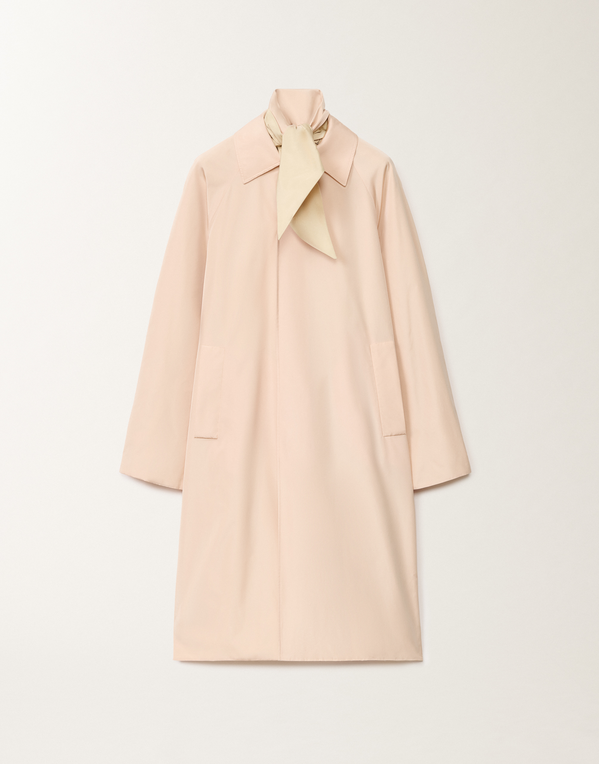 Shop Fabiana Filippi Padded Bicolor Taffeta Trench With Detachable Foulard In Pink