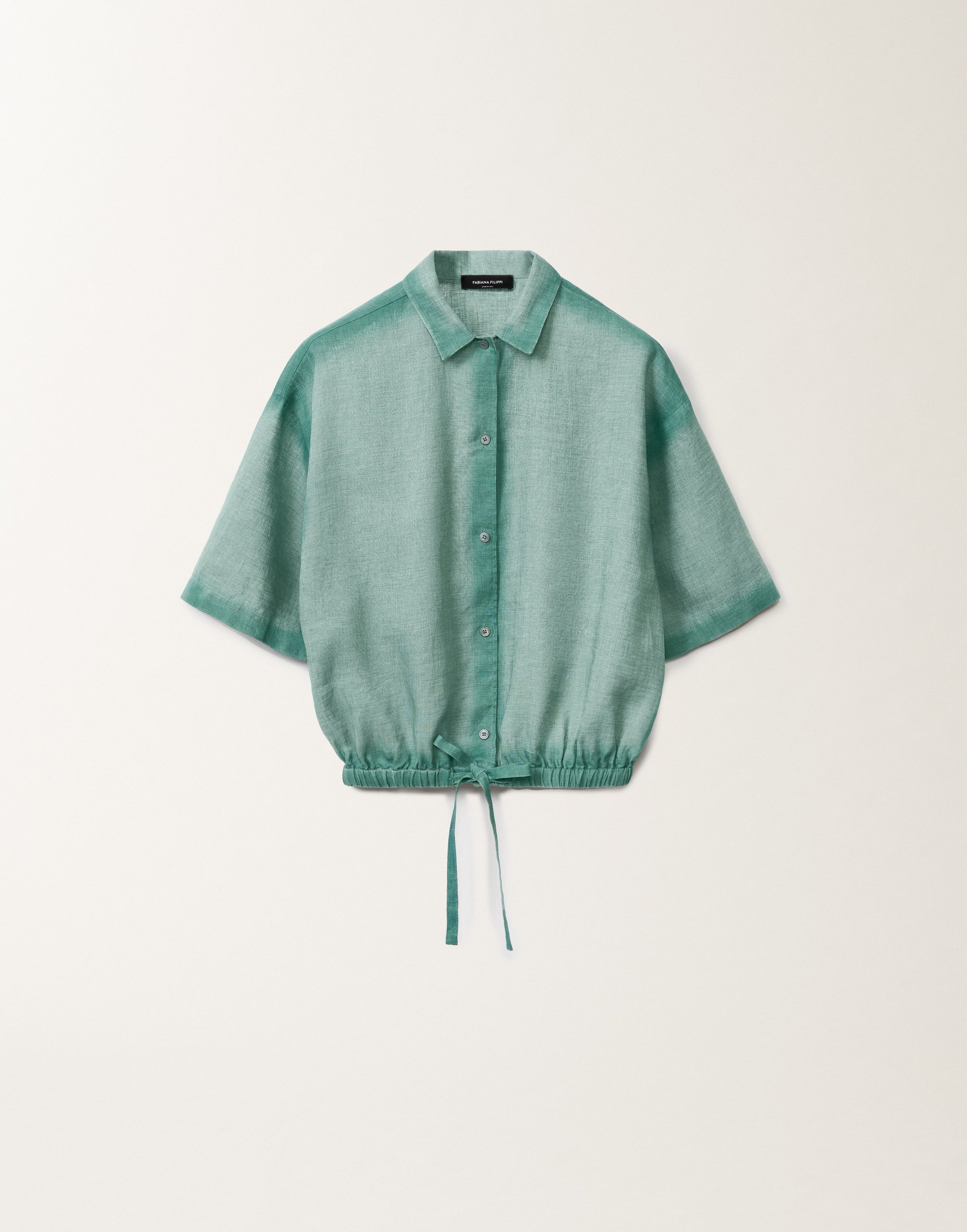 Fabiana Filippi Linen Canvas Shirt With Gradient In Turquoise