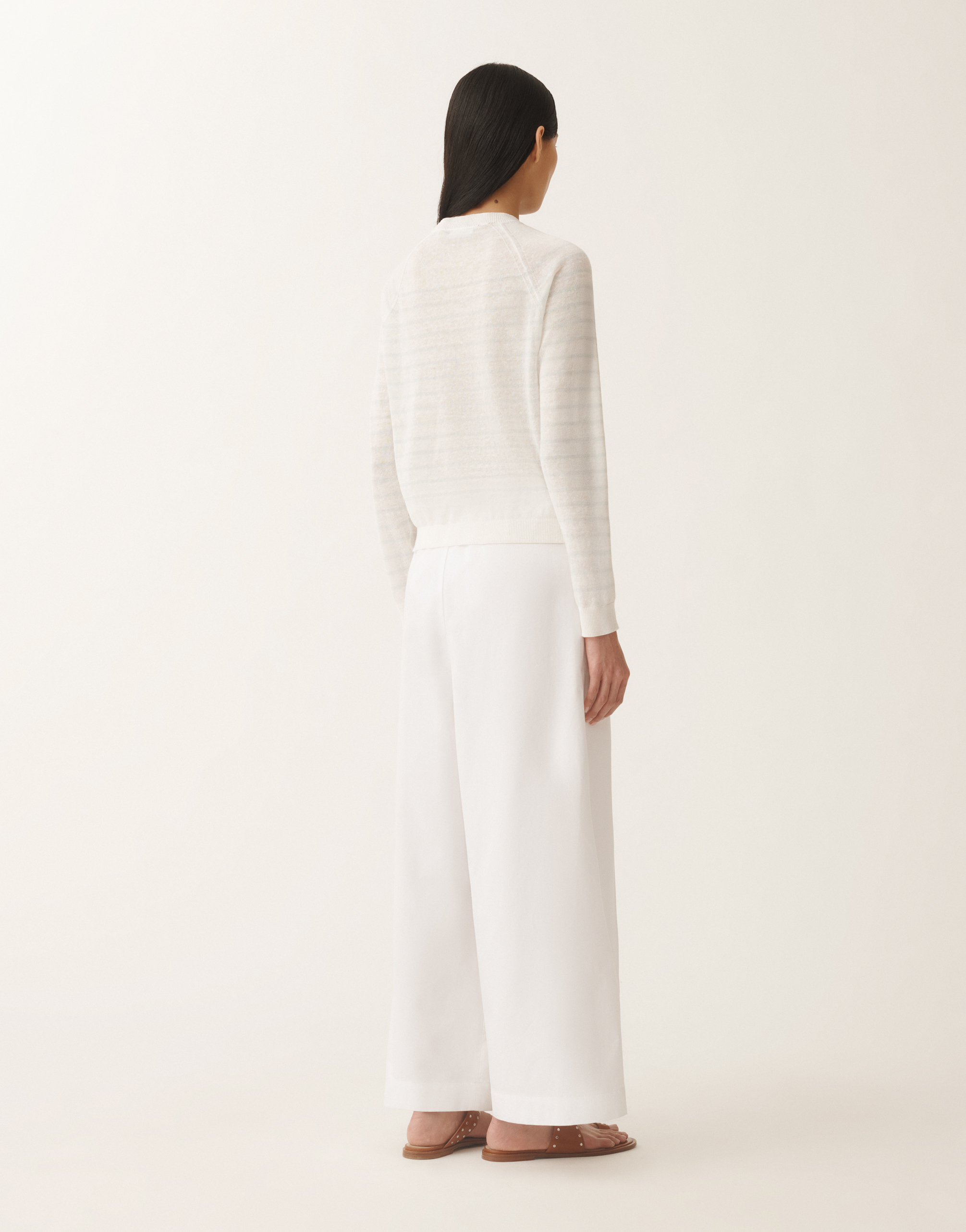 Fabiana Filippi Striped Sweater In White/aquagreen