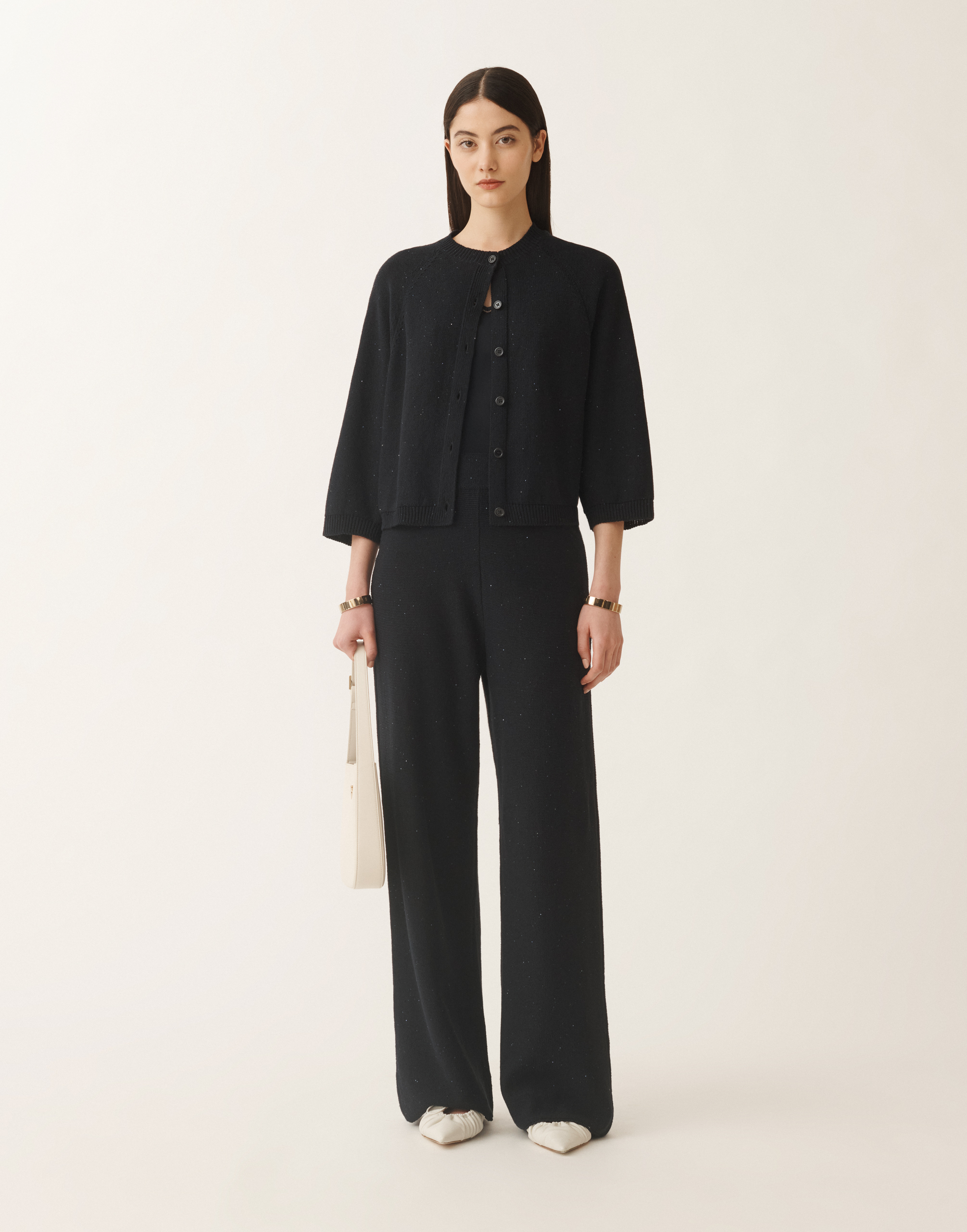 Shop Fabiana Filippi Cotton And Linen Cape Cardigan With Sequins In Blue