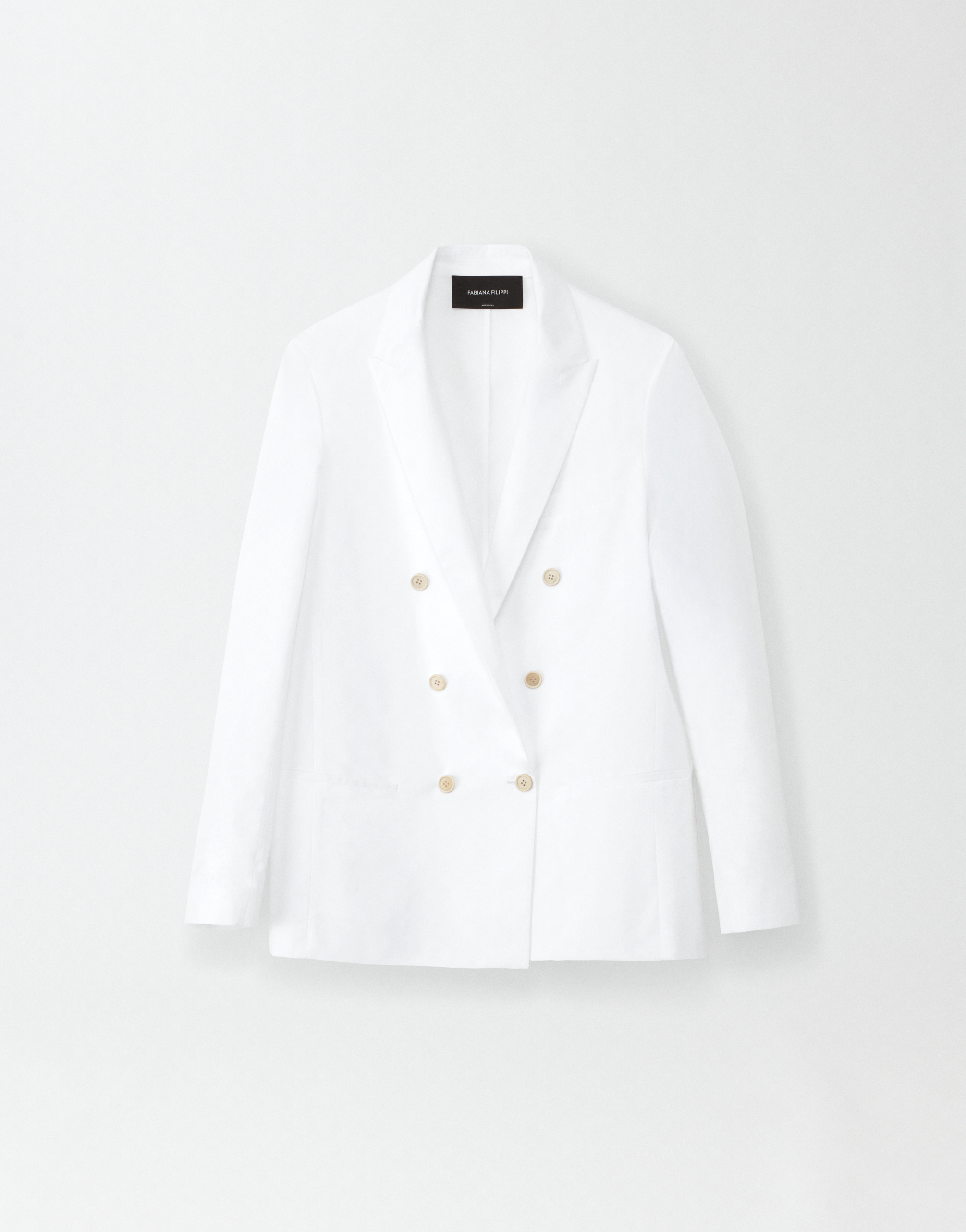 Shop Fabiana Filippi Compact Poplin Double Brasted Jacket In Optical White