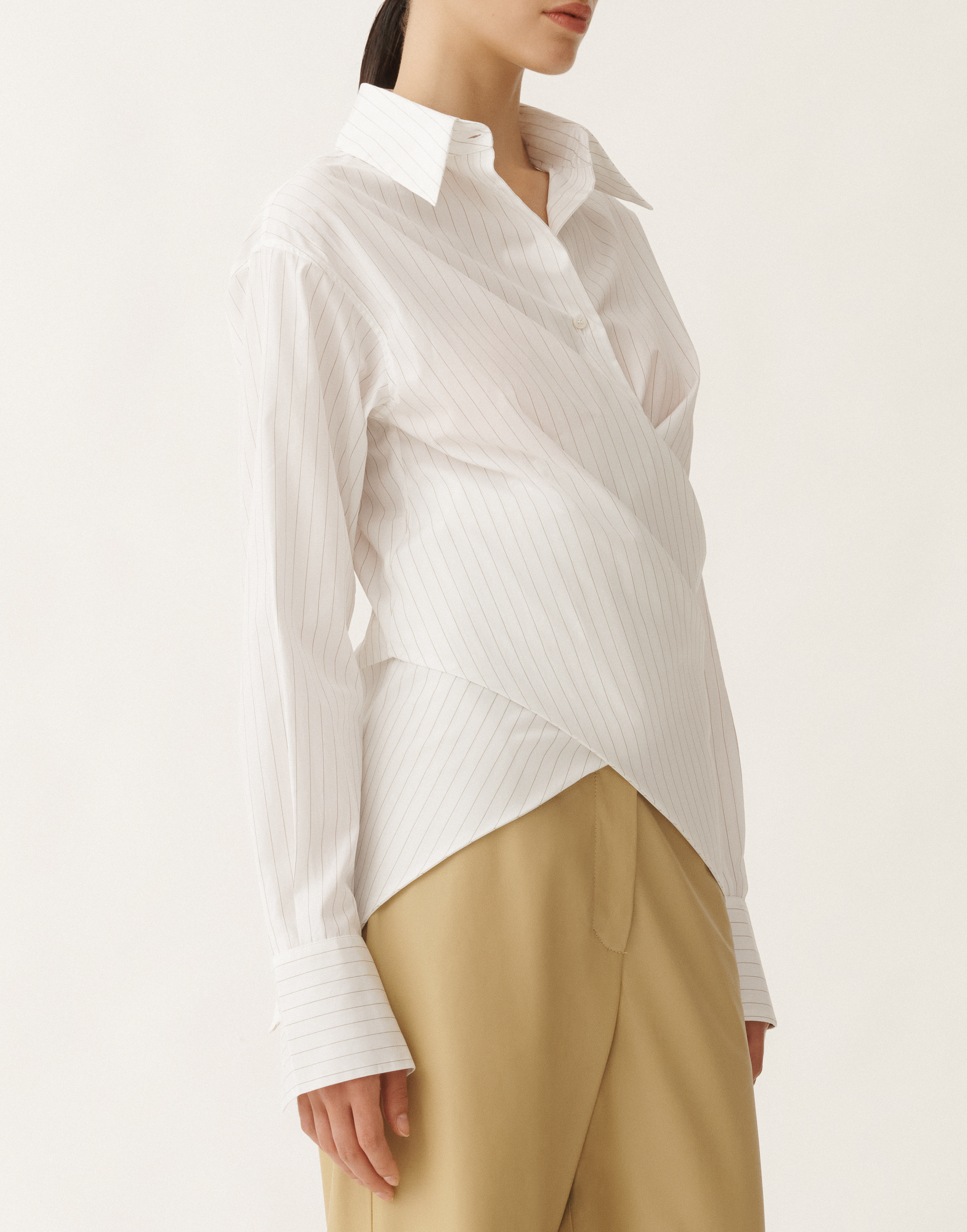 Shop Fabiana Filippi Striped Poplin Shirt In White
