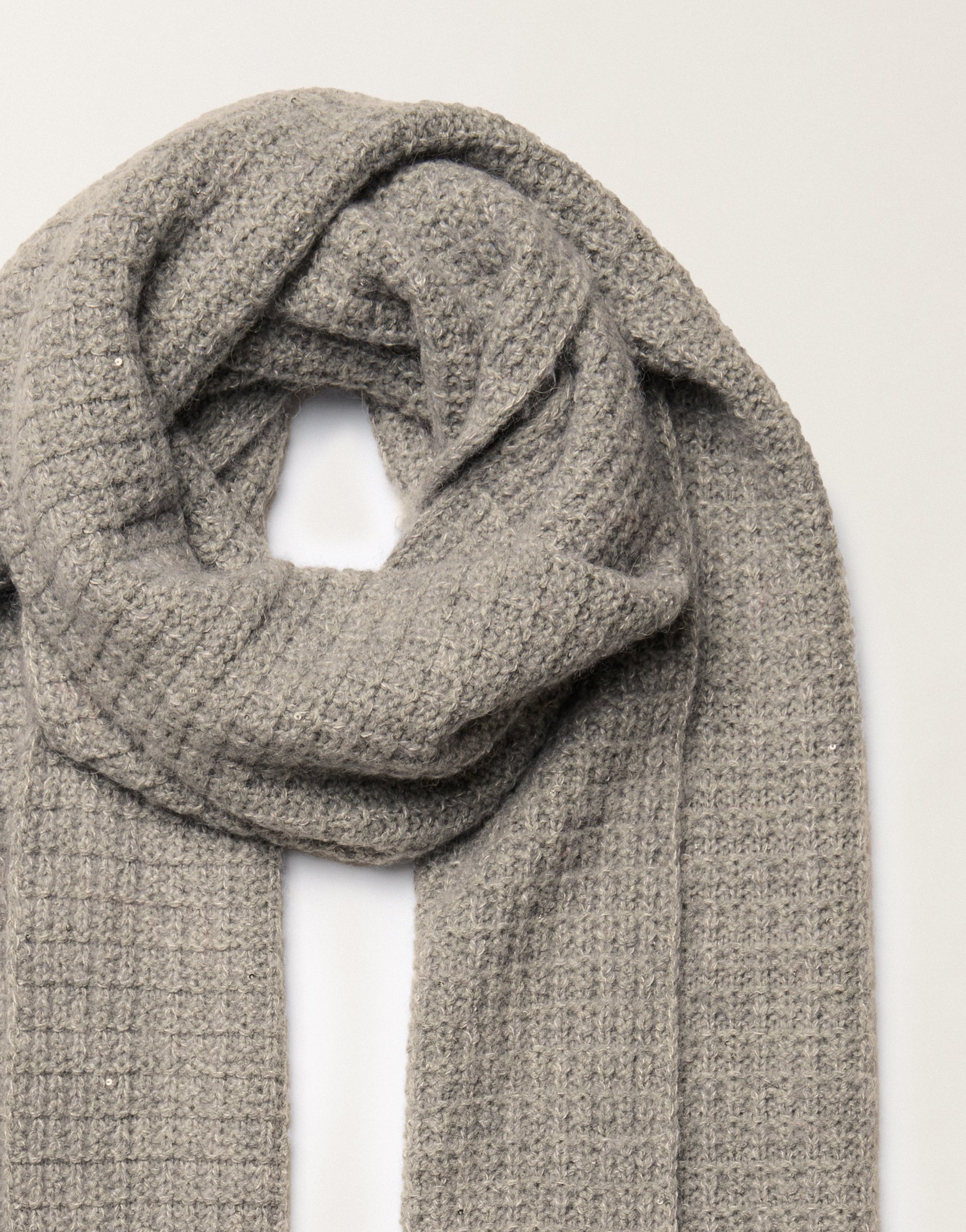 Fabiana Filippi Wool And Silk Scarf With Sequins In Gray