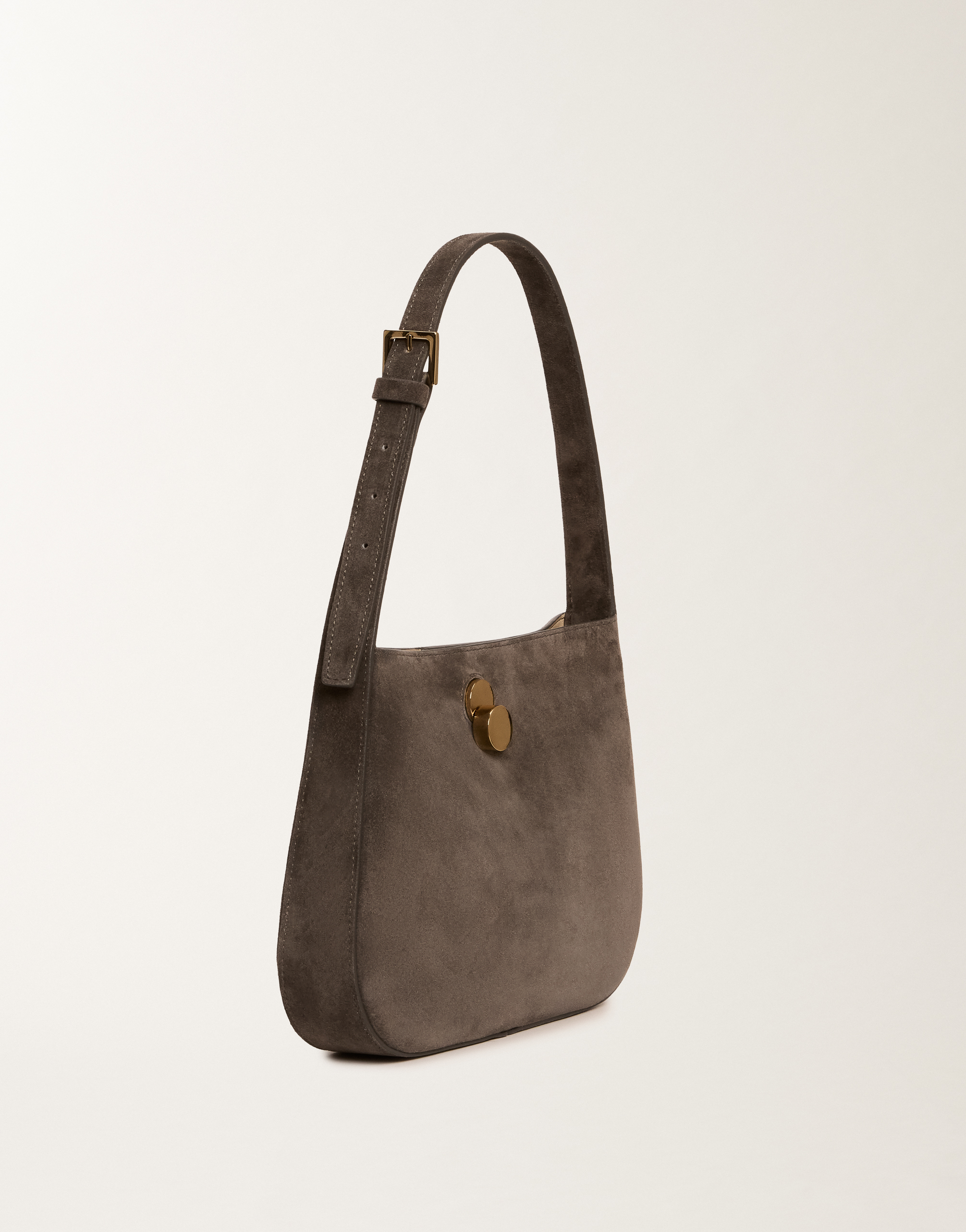 Fabiana Filippi Small Eclissi Hobo Bag In Suede In Gray