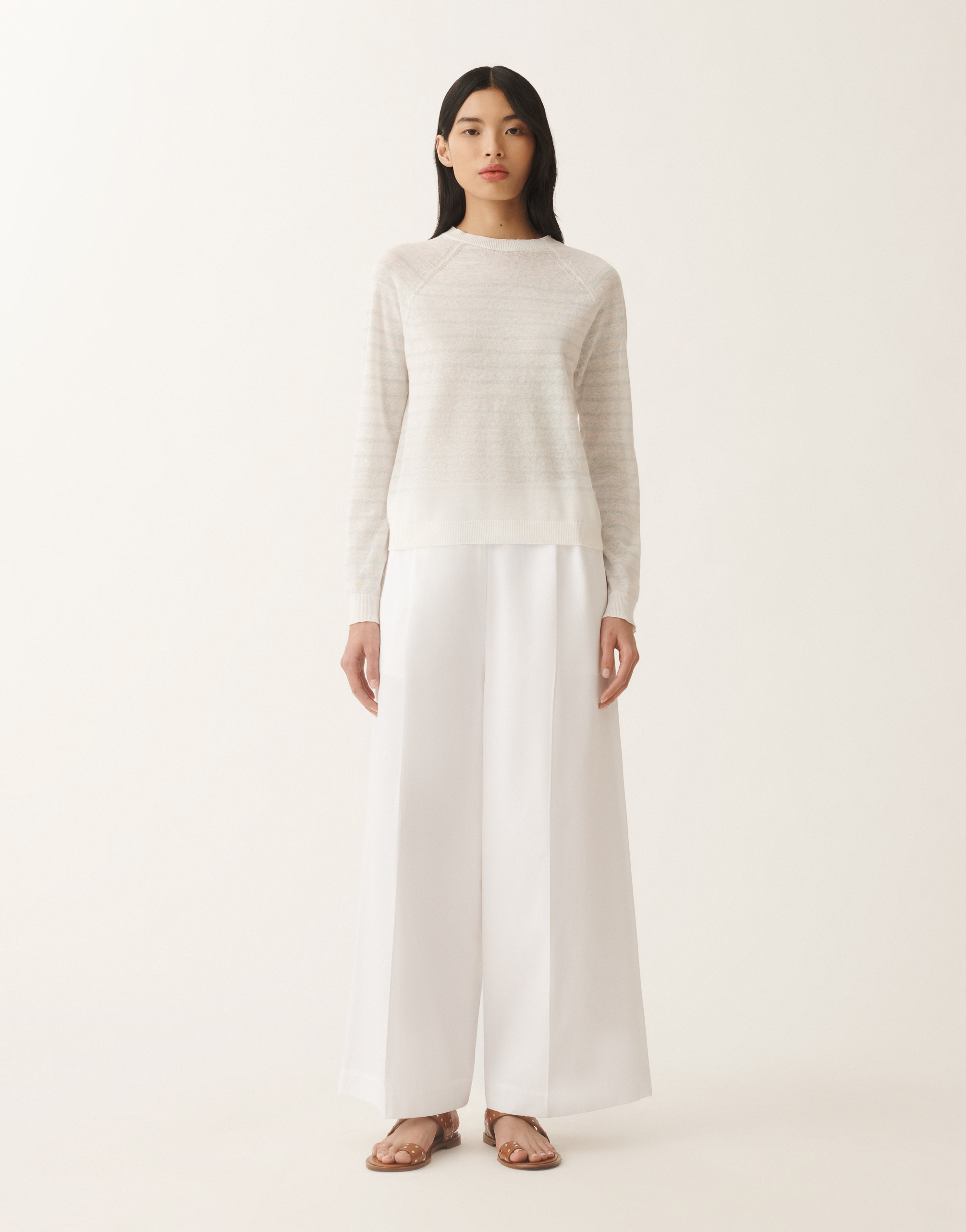 Fabiana Filippi Striped Sweater In White/aquagreen
