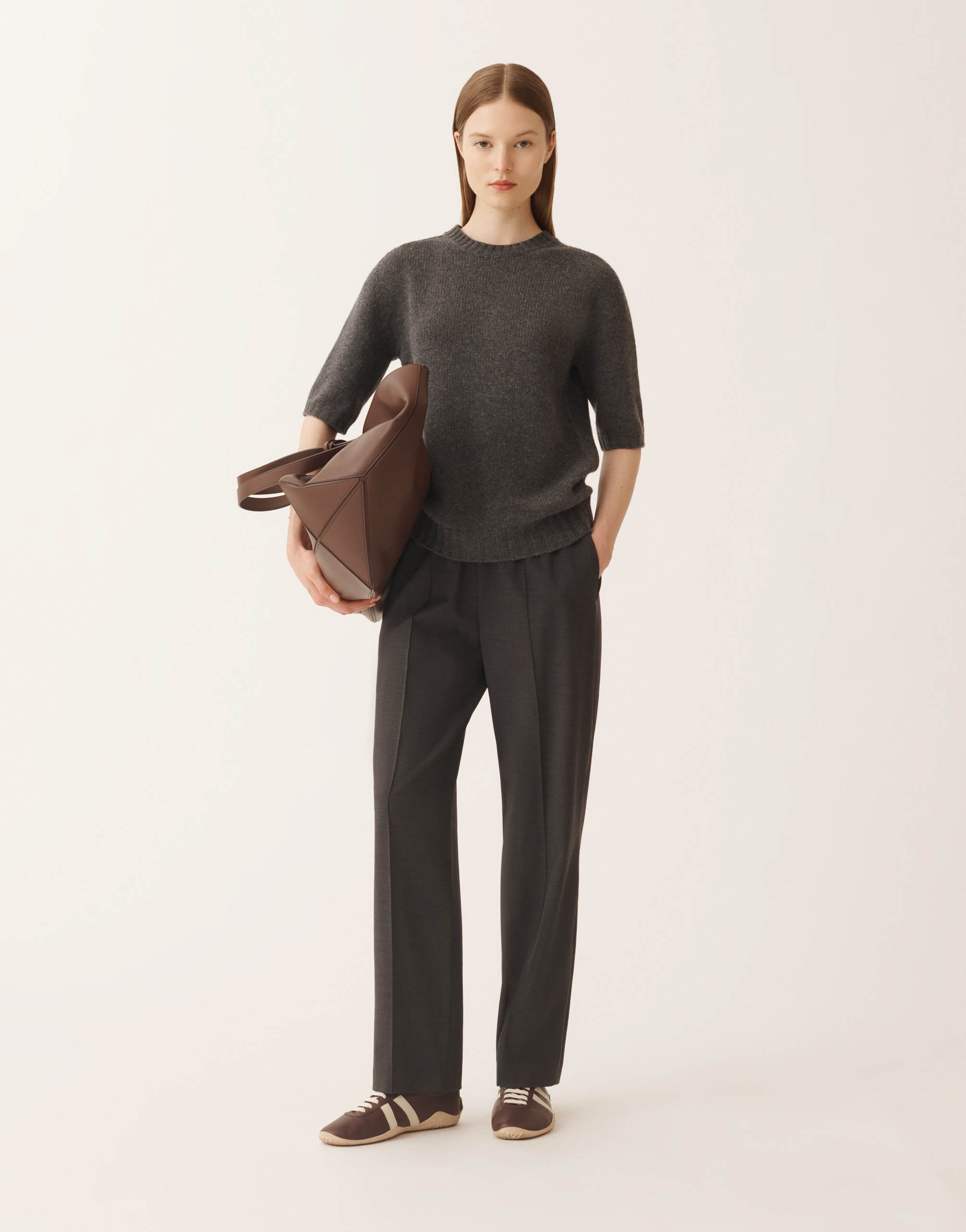 Fabiana Filippi Short-sleeve Crew-neck Sweater In Brown