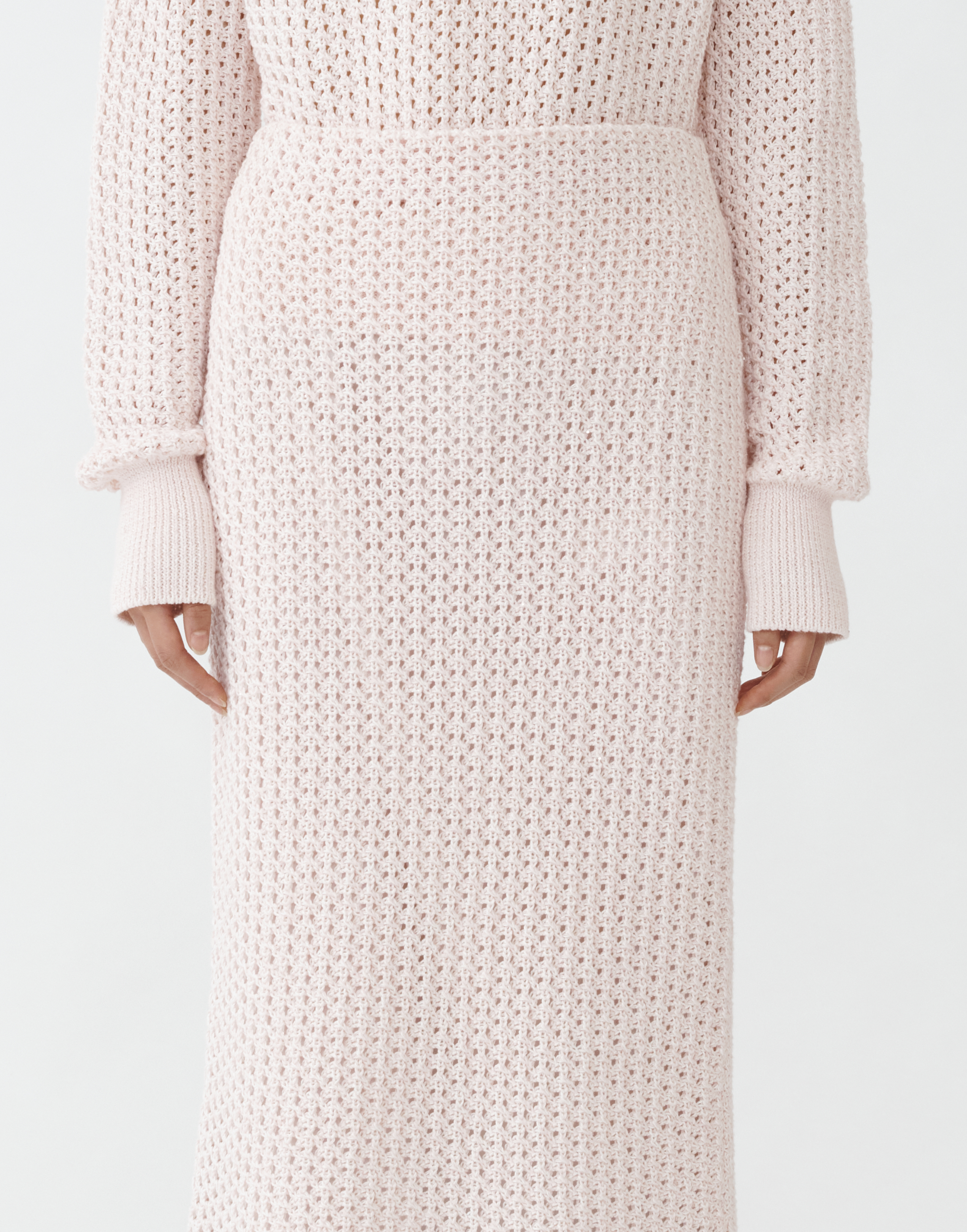 Shop Fabiana Filippi Shiny Cotton Net Midi Skirt In Peony