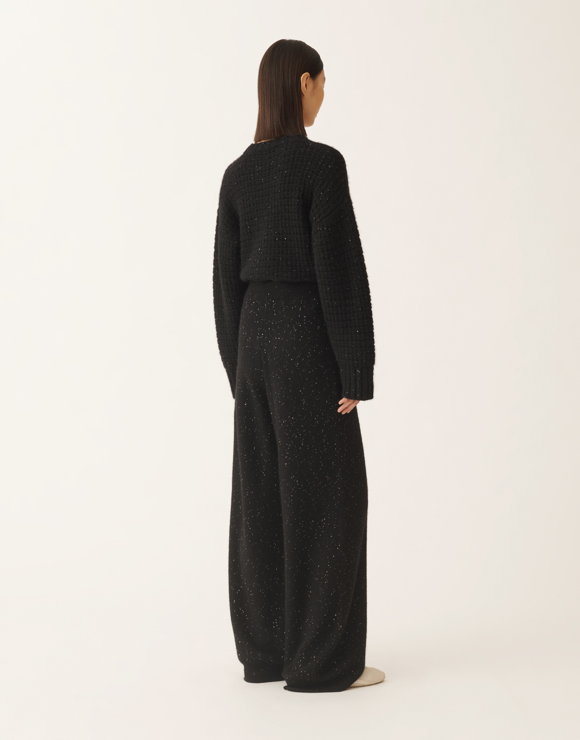 Fabiana Filippi Wool And Silk Trousers With Sequins In Black