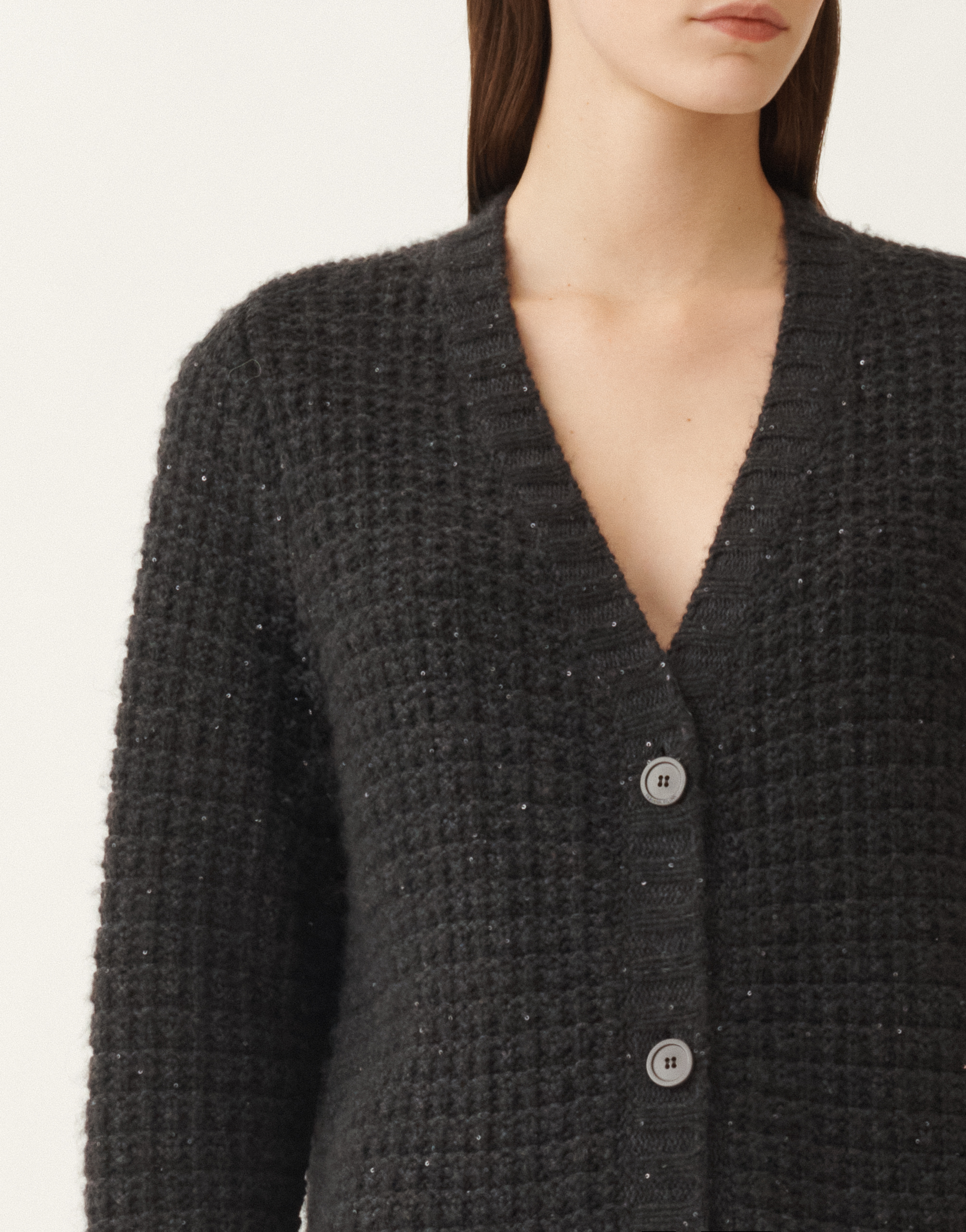Fabiana Filippi Sequin-embellished Waffle-knit Cardigan In Black