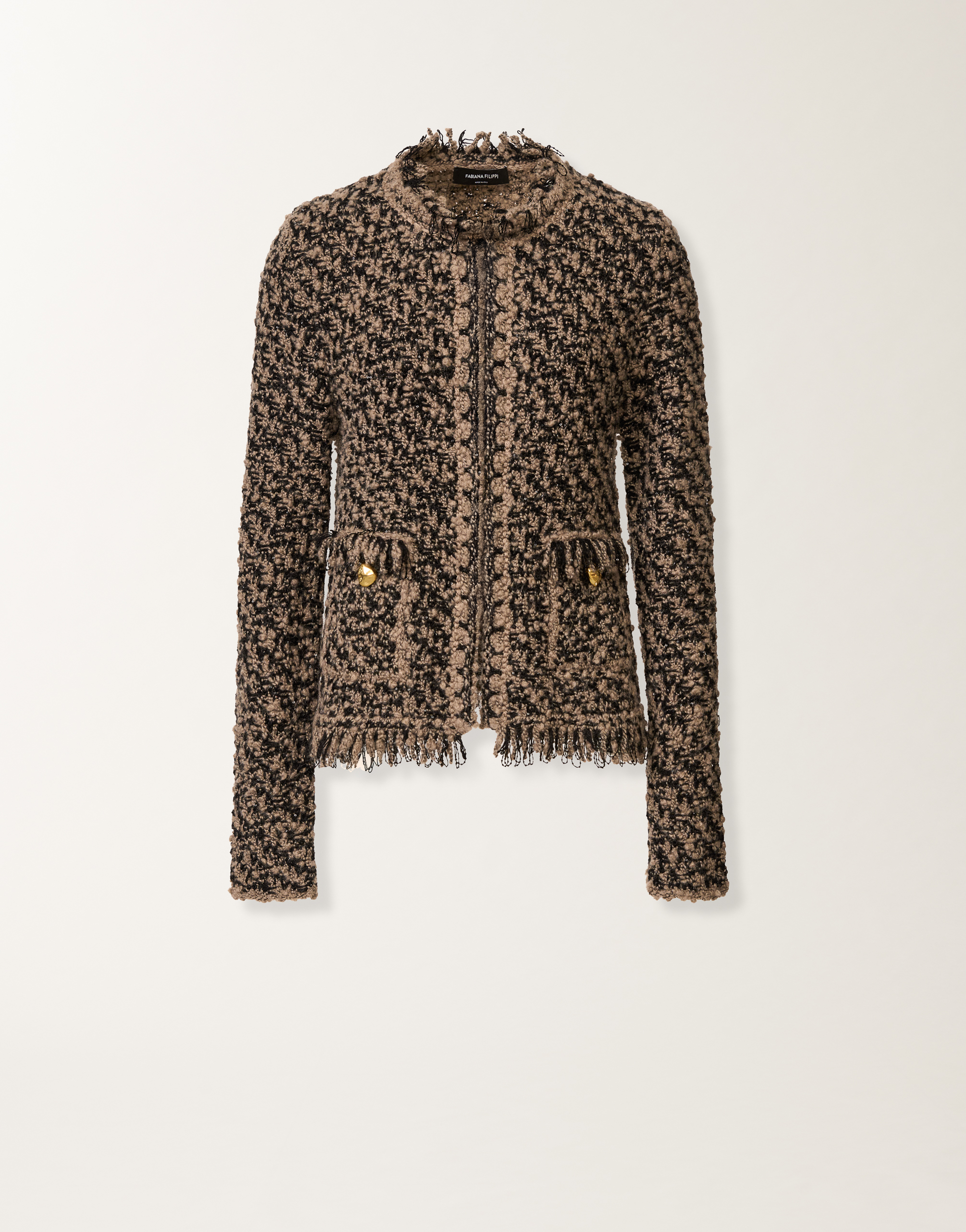 Fabiana Filippi Jacket In Tweed And Sequins In Brown