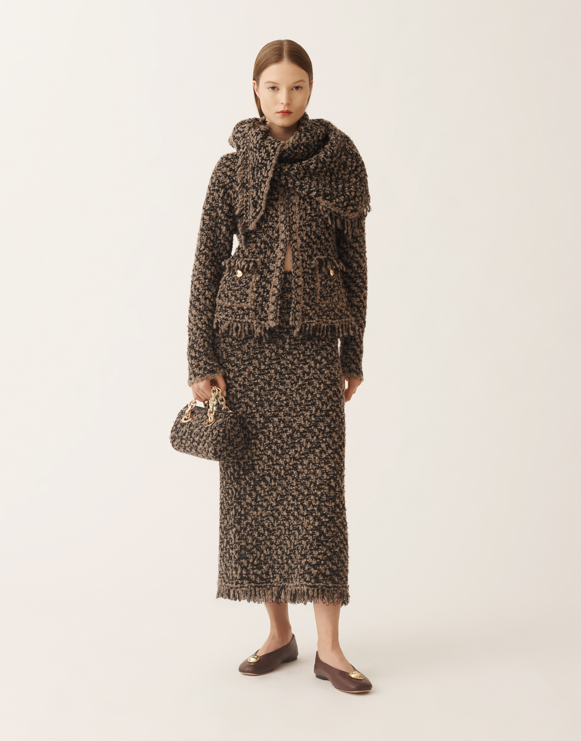 Fabiana Filippi Jacket In Tweed And Sequins In Brown