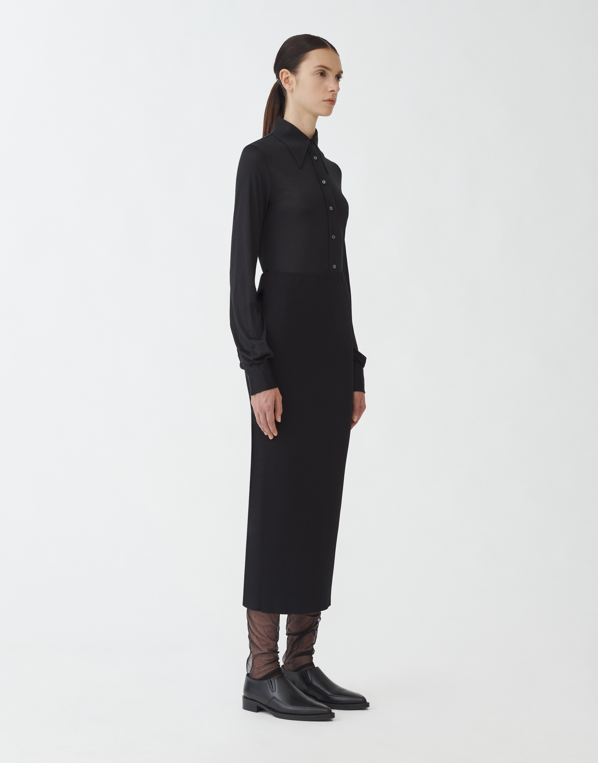 Shop Fabiana Filippi High Waisted Viscose Knit Pencil Skirt In Black